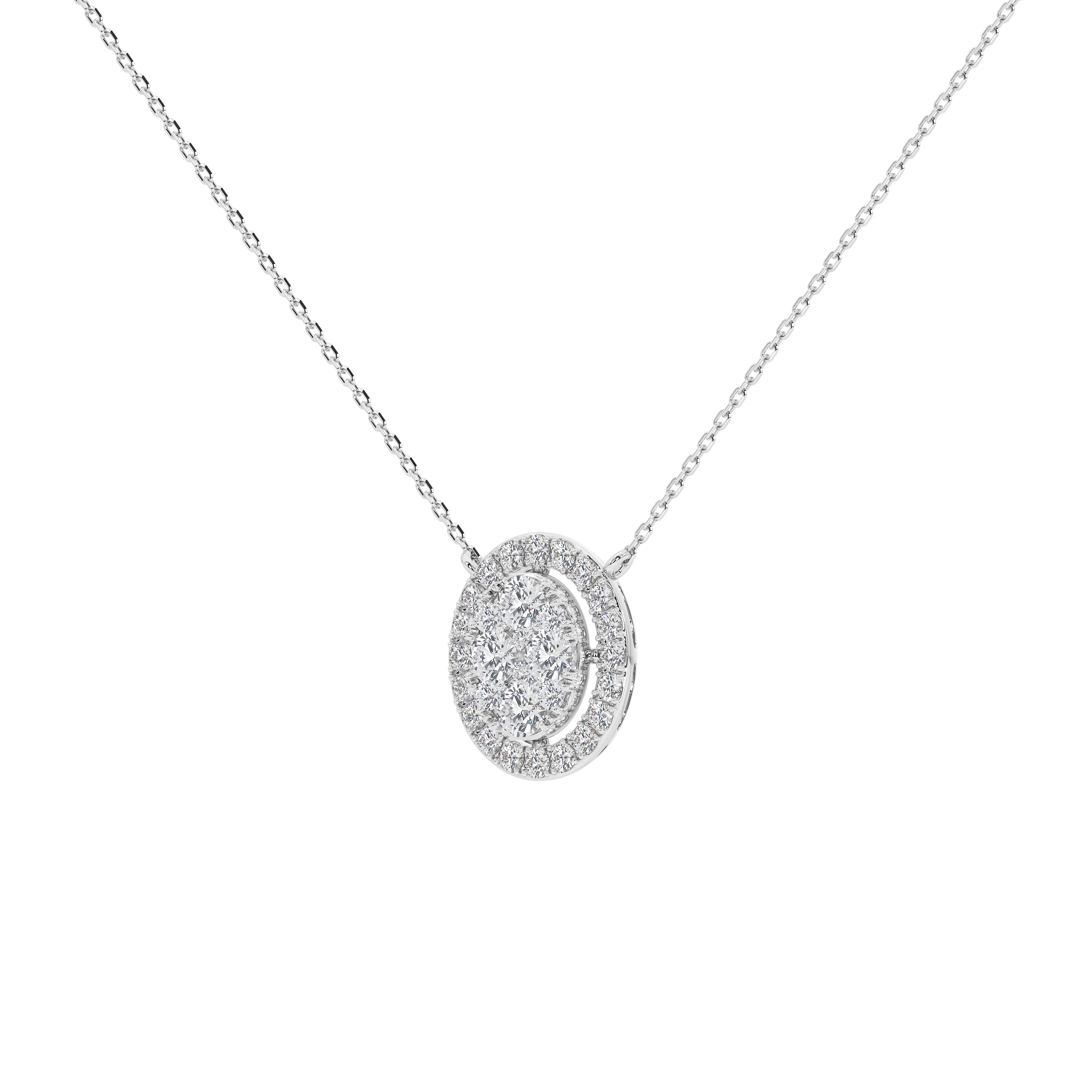 1 Carat Celestine Oval Cluster Pendant (With Chain)