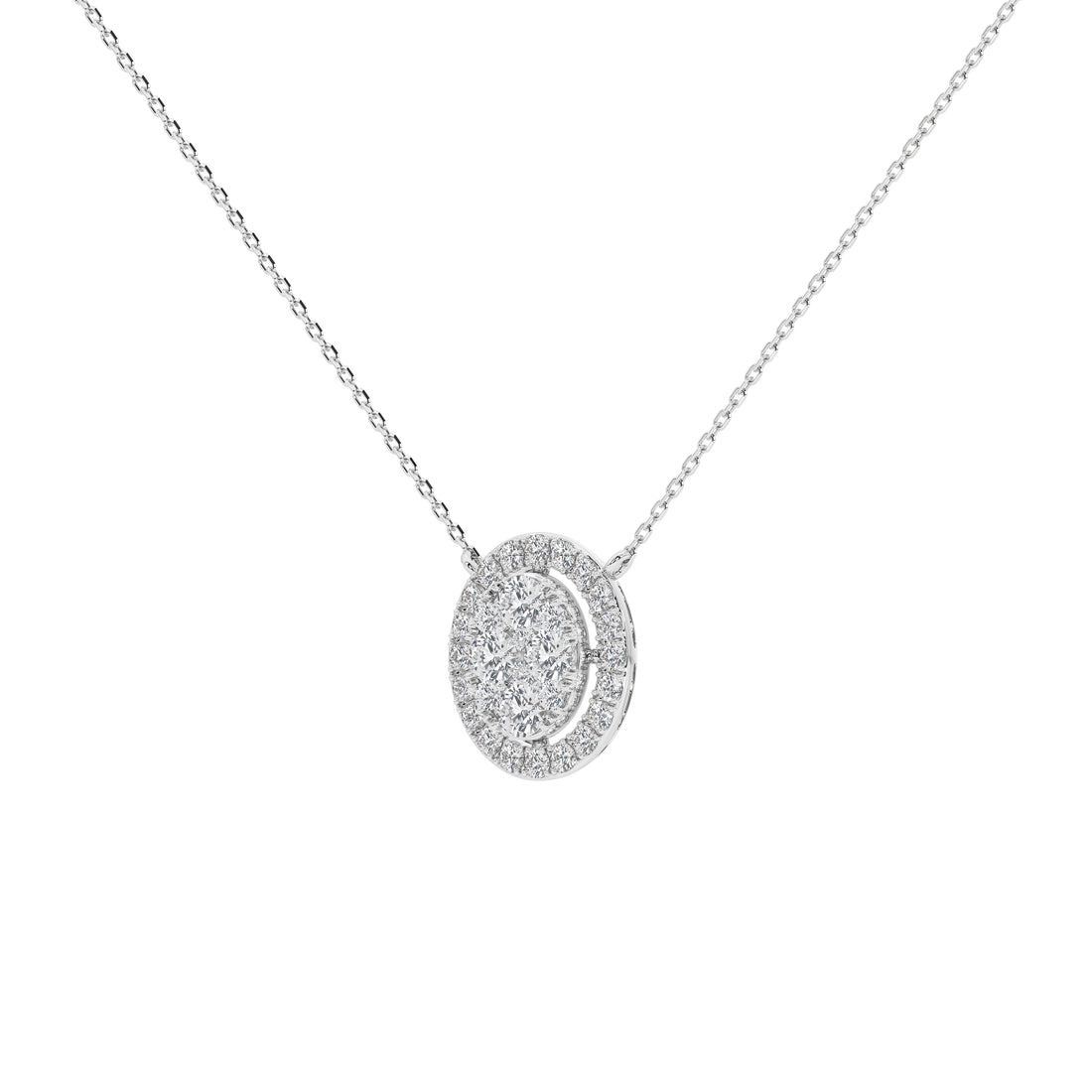1 Carat Celestine Oval Cluster Pendant (With Chain)