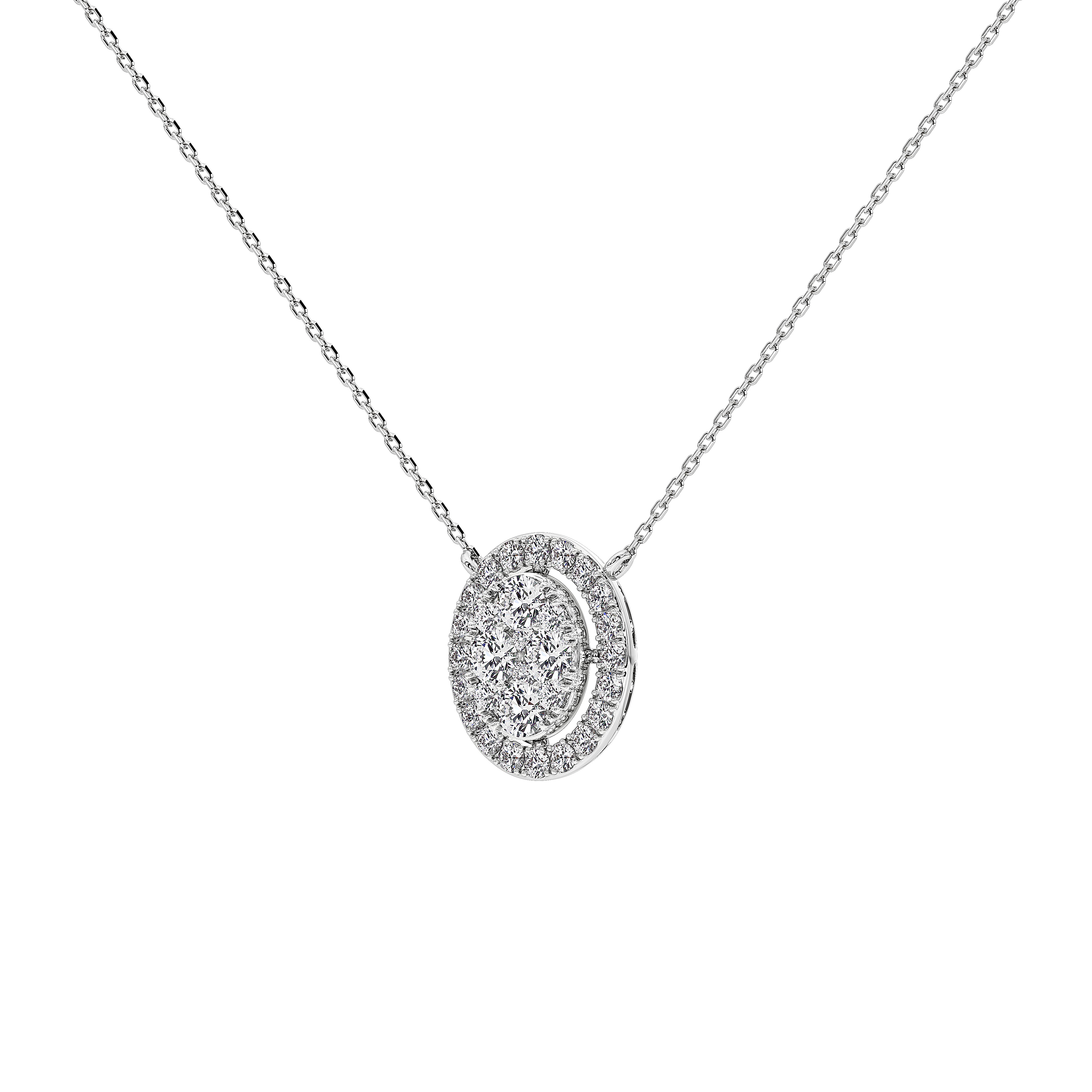 1 Carat Celestine Oval Cluster Pendant (With Chain)