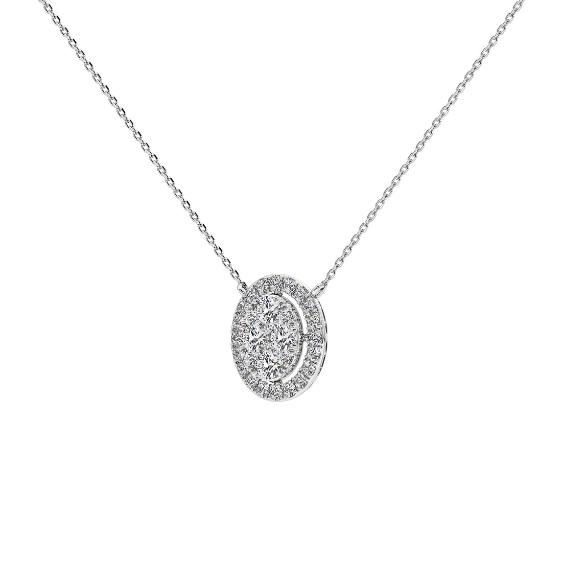 1 Carat Celestine Oval Cluster Pendant (With Chain)