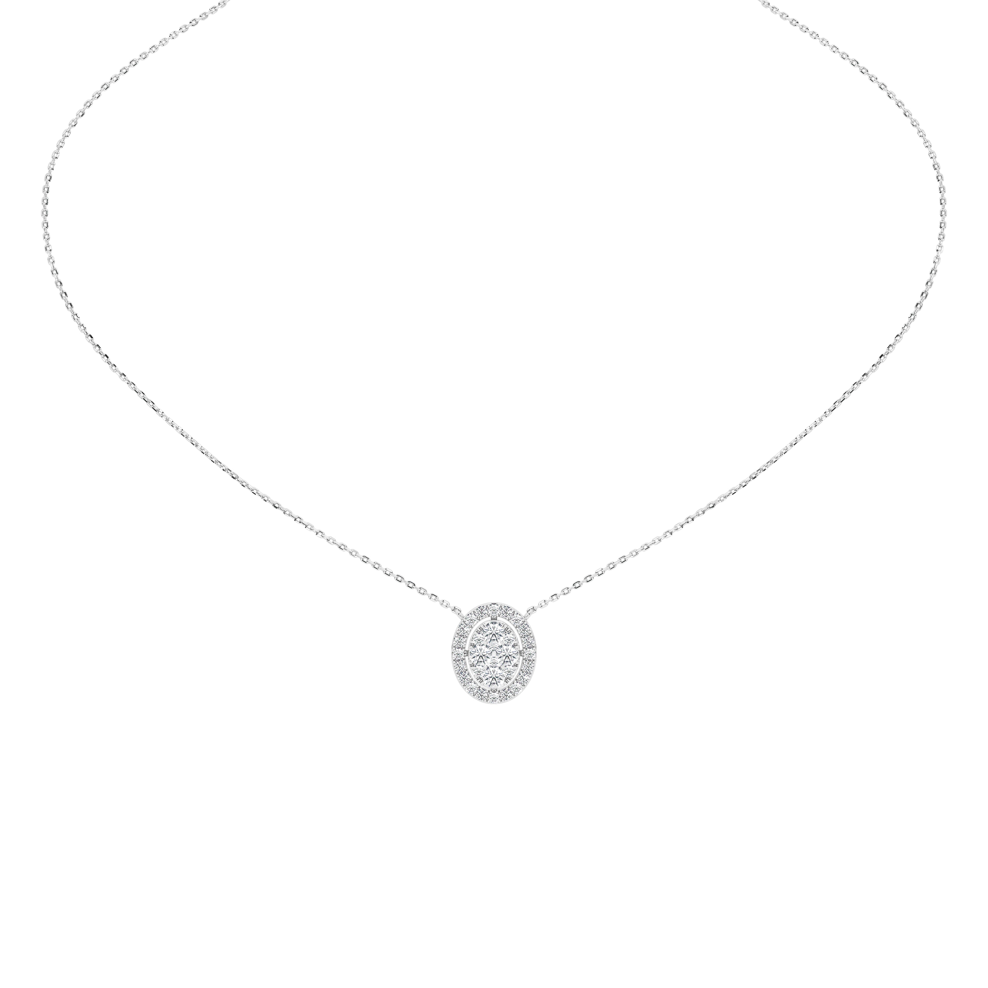 1 Carat Celestine Oval Cluster Pendant (With Chain)
