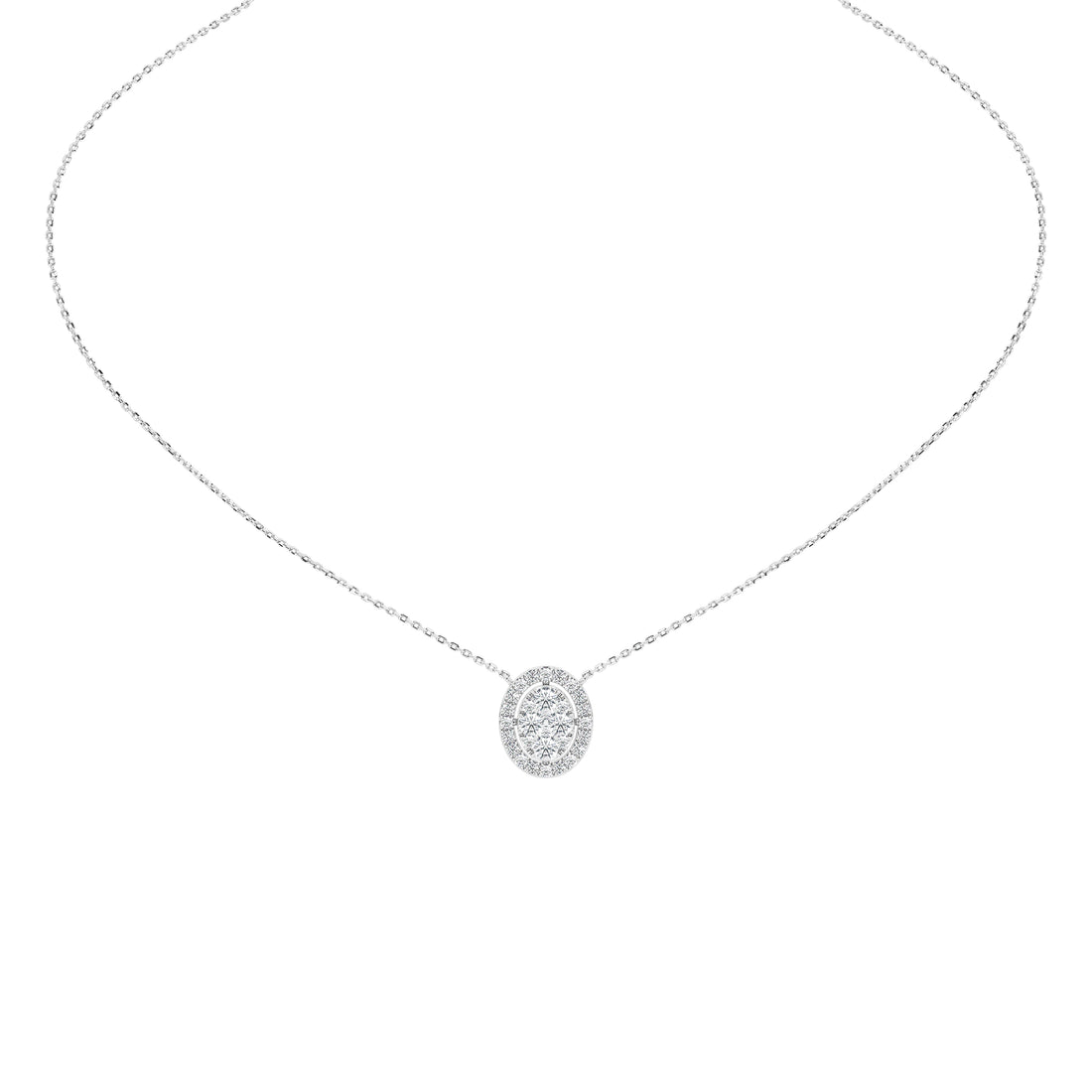 1 Carat Celestine Oval Cluster Pendant (With Chain)