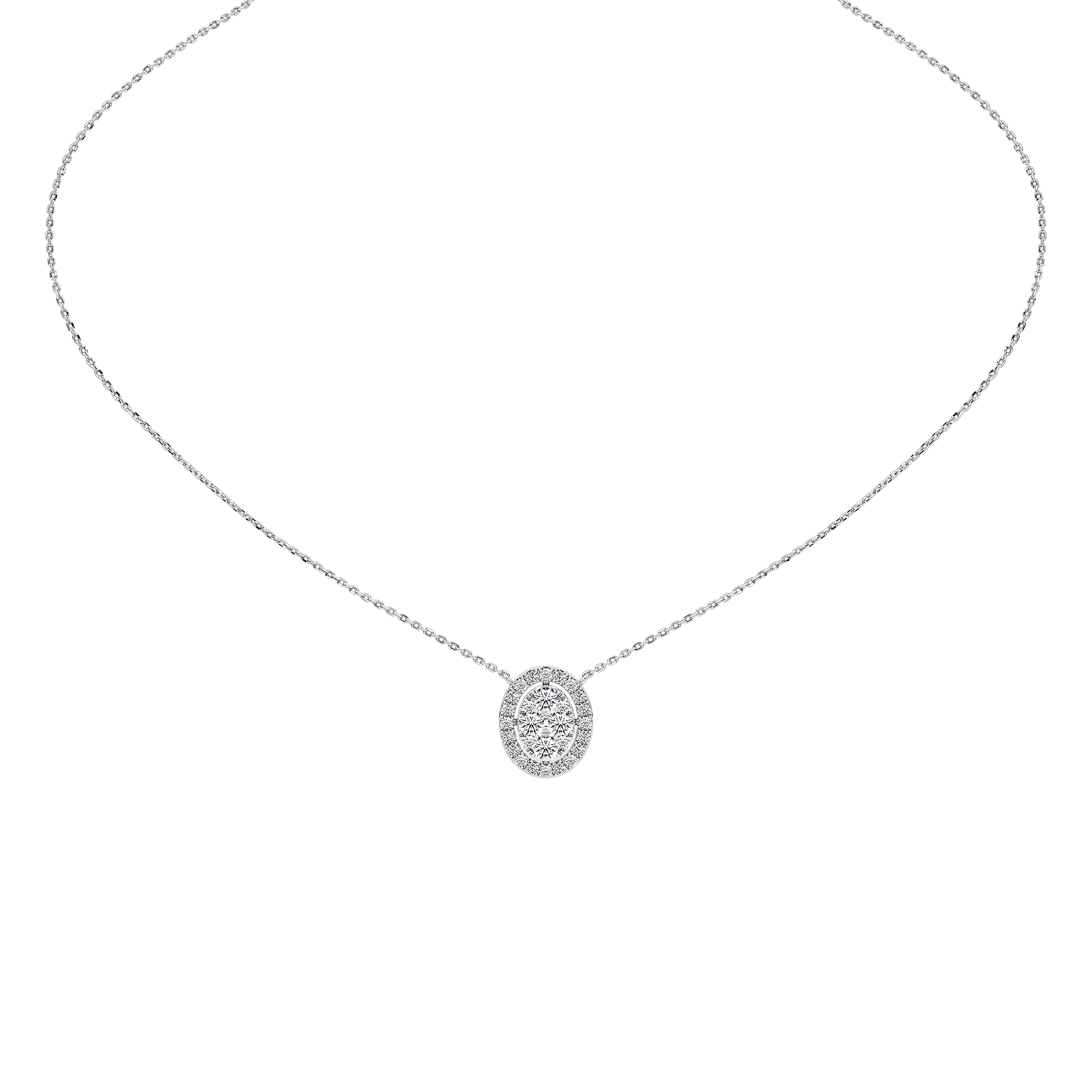 1 Carat Celestine Oval Cluster Pendant (With Chain)