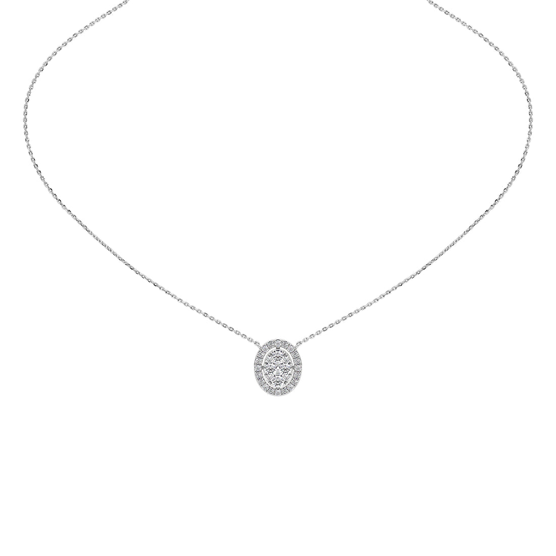 1 Carat Celestine Oval Cluster Pendant (With Chain)