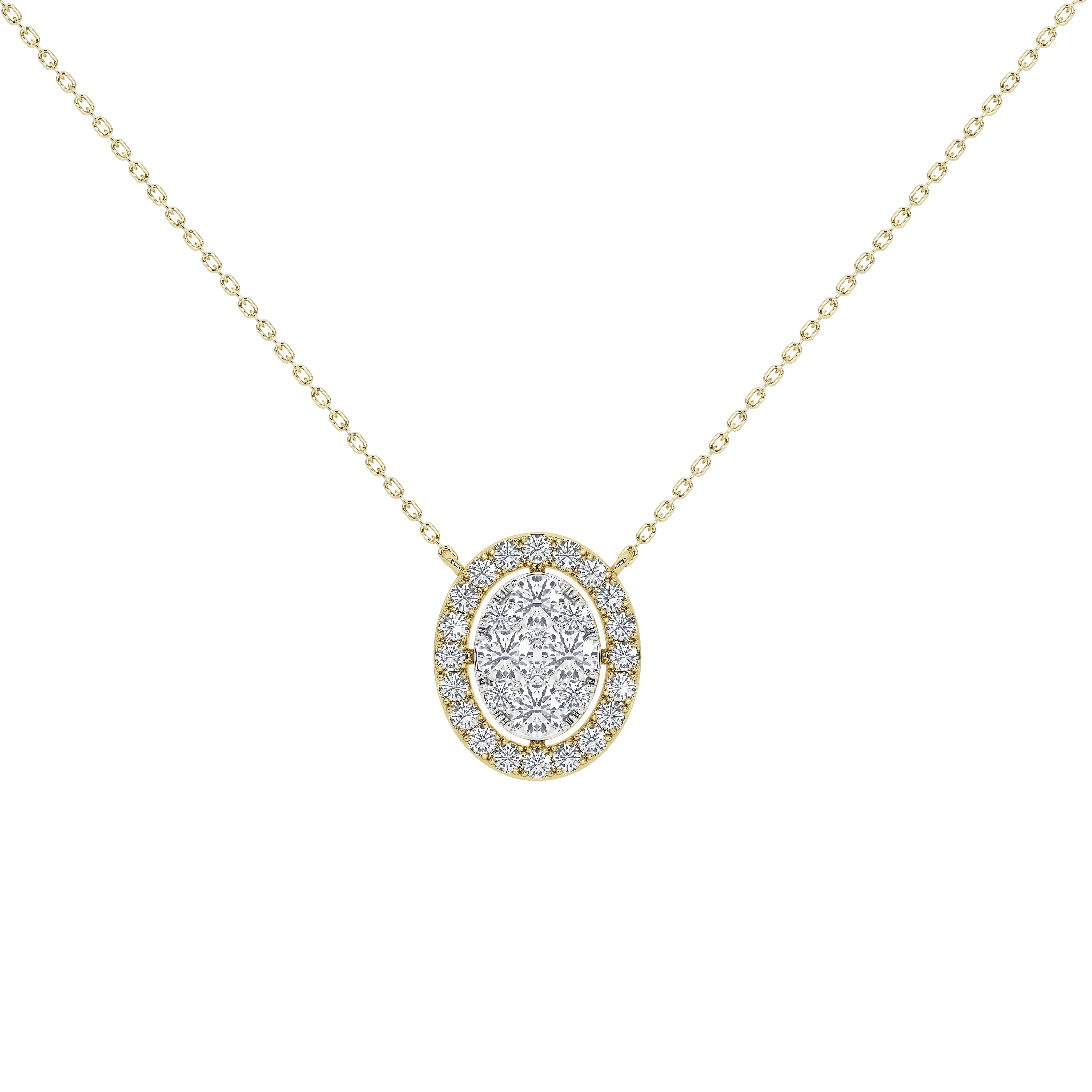 1 Carat Celestine Oval Cluster Pendant (With Chain)