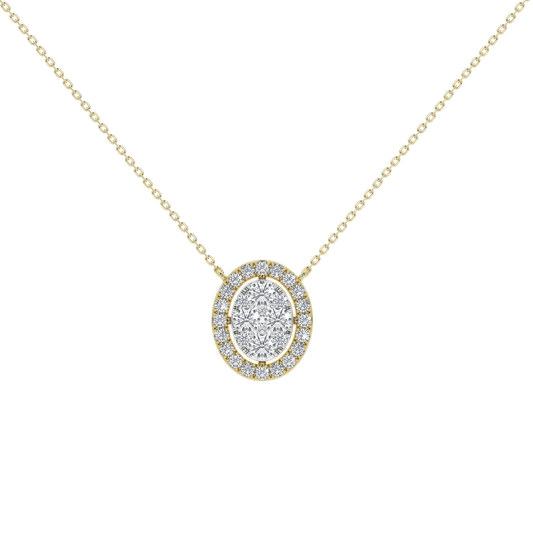 1 Carat Celestine Oval Cluster Pendant (With Chain)