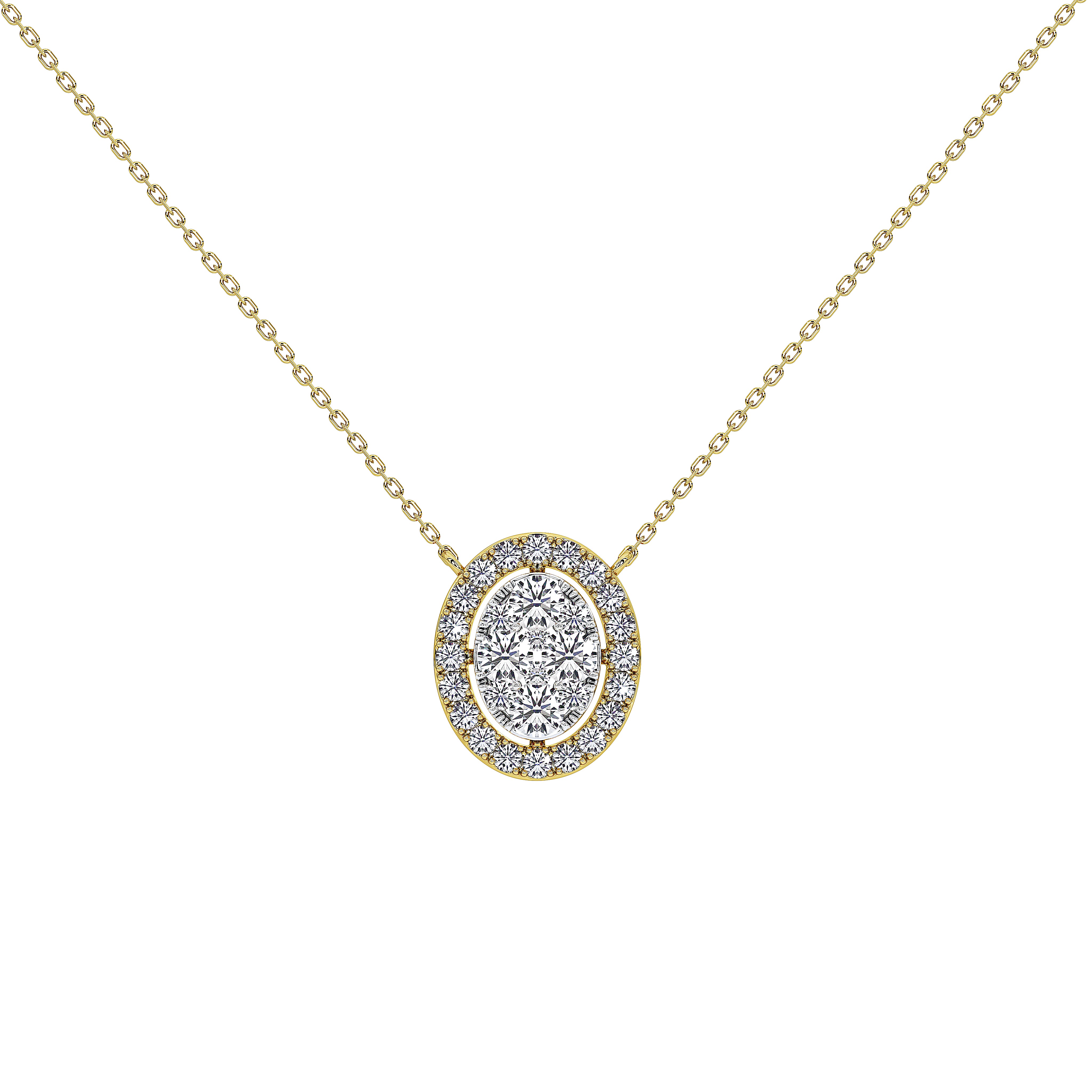 1 Carat Celestine Oval Cluster Pendant (With Chain)