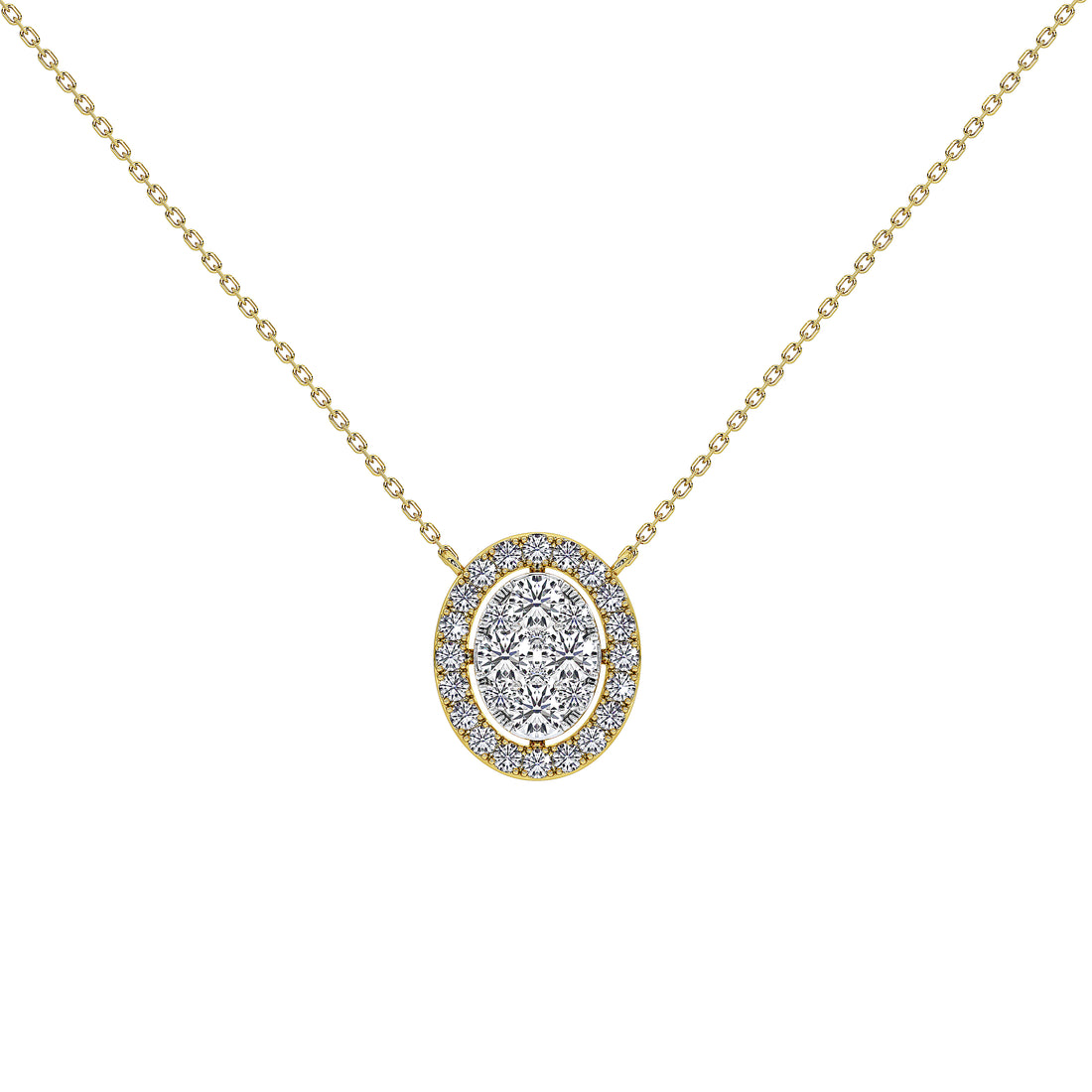 1 Carat Celestine Oval Cluster Pendant (With Chain)