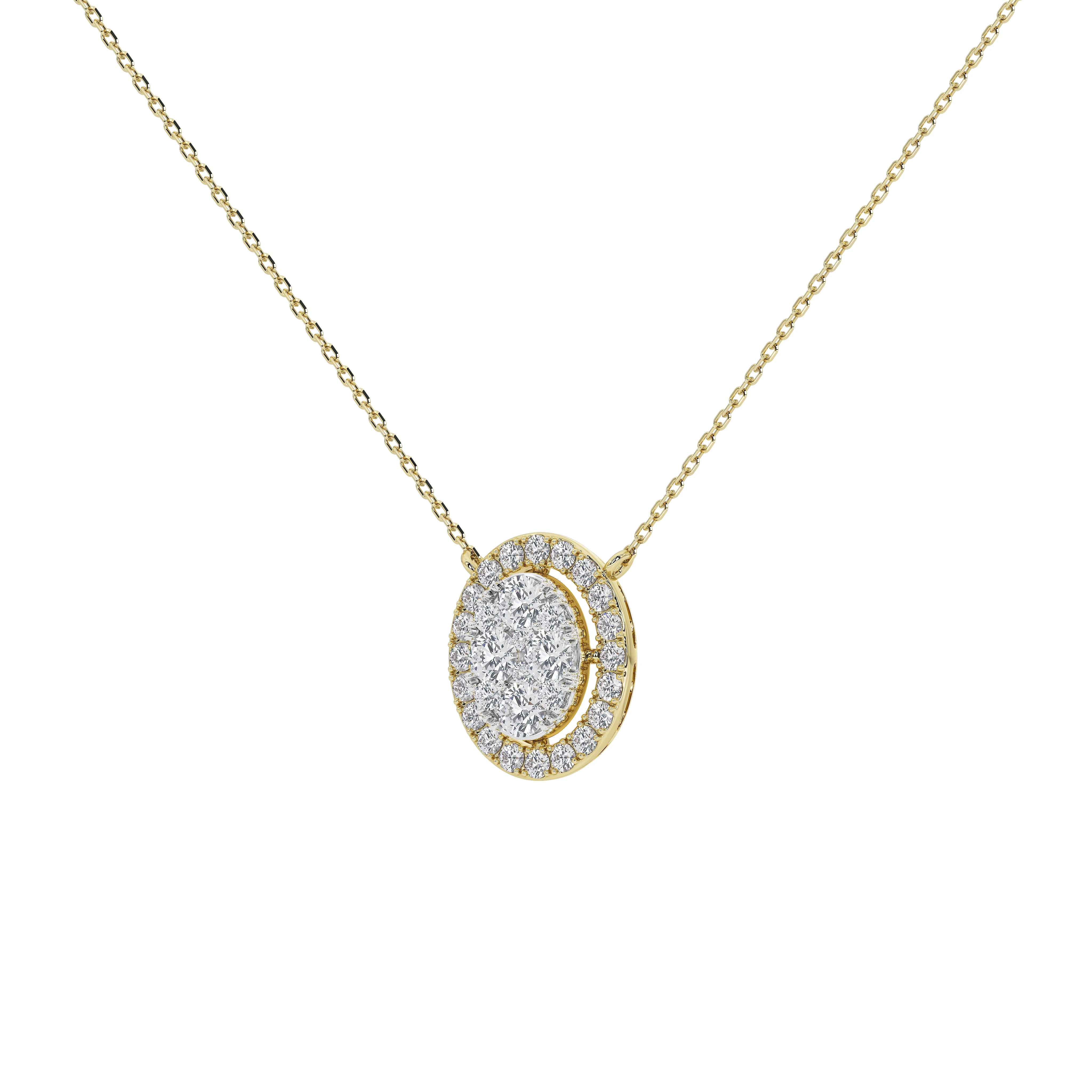 1 Carat Celestine Oval Cluster Pendant (With Chain)