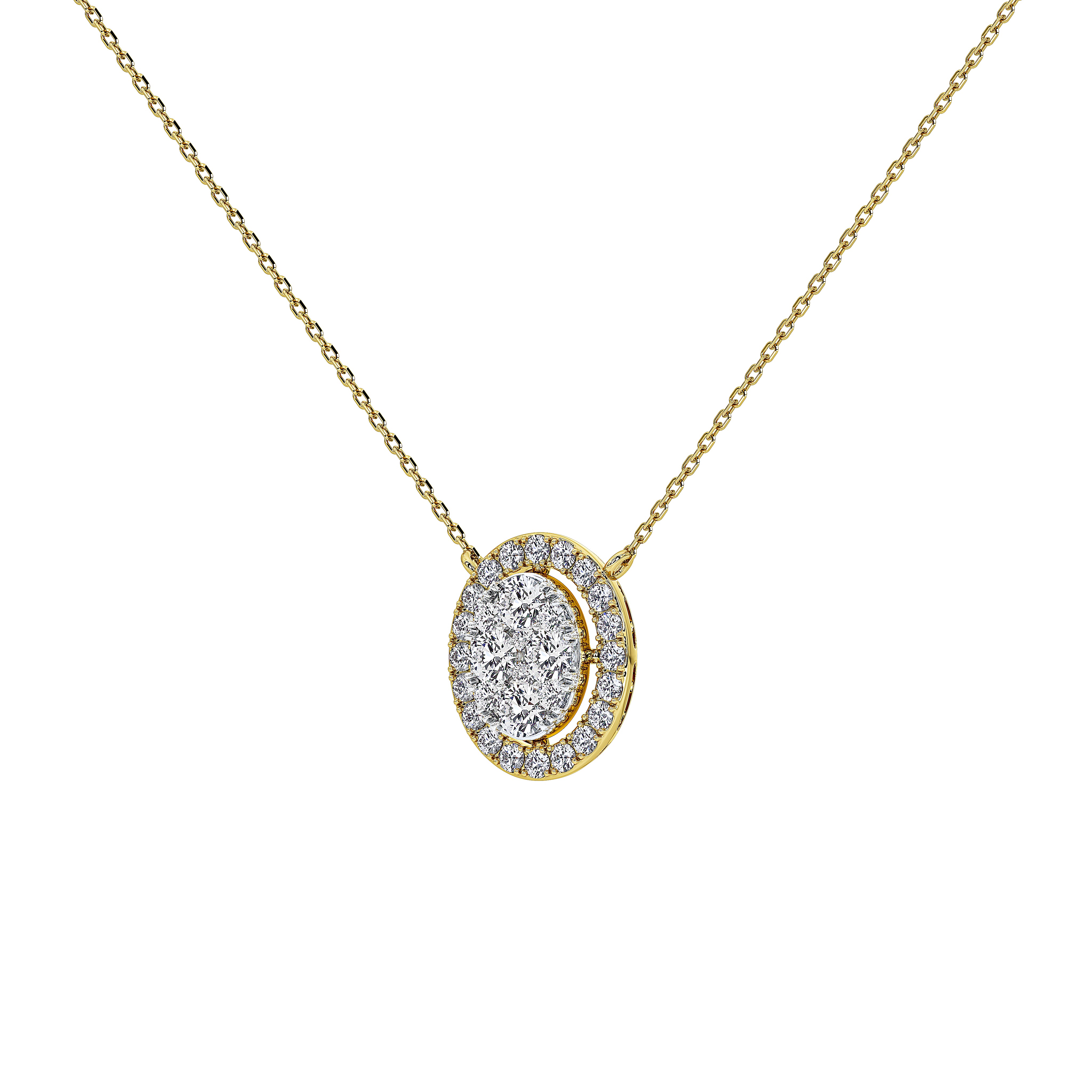 1 Carat Celestine Oval Cluster Pendant (With Chain)