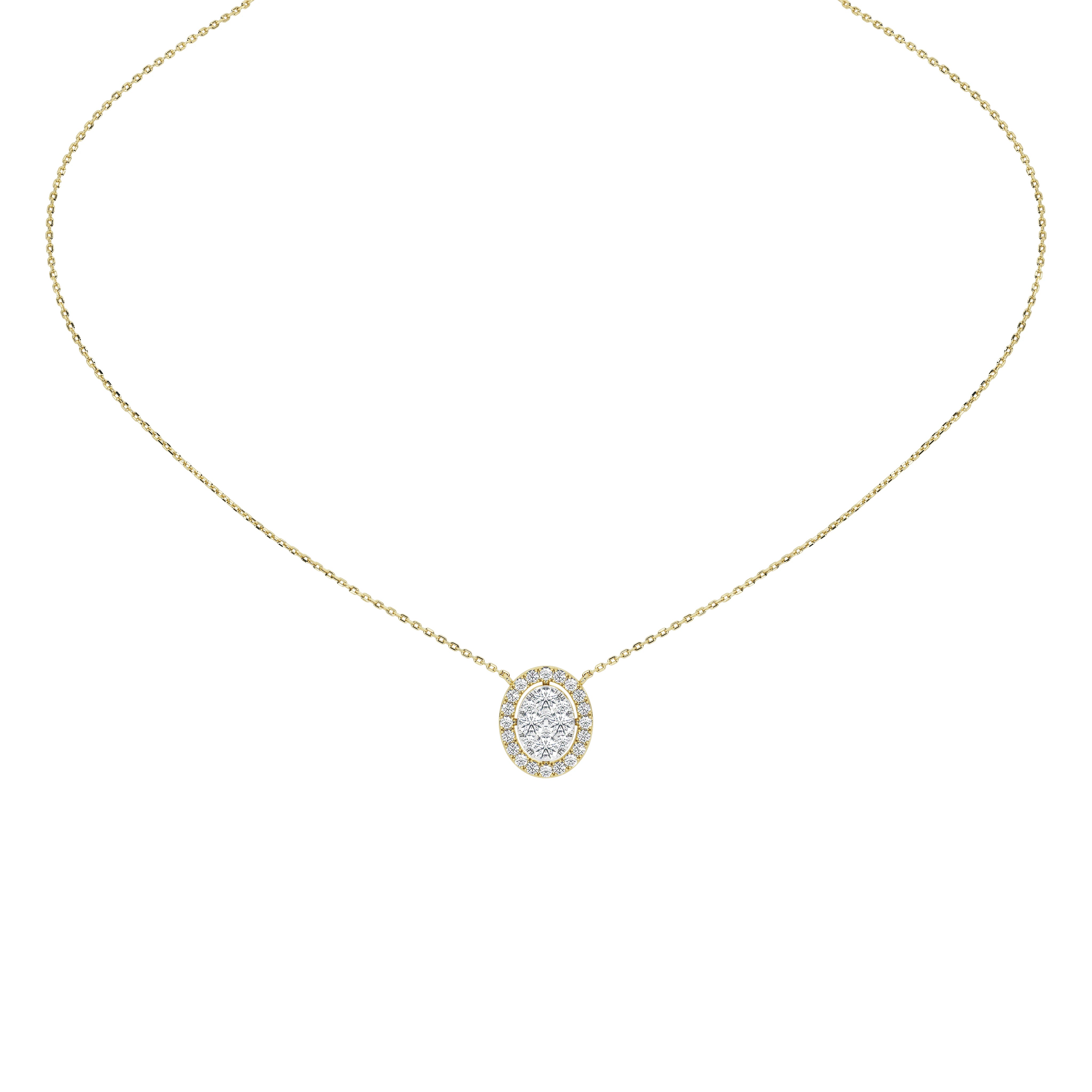 1 Carat Celestine Oval Cluster Pendant (With Chain)
