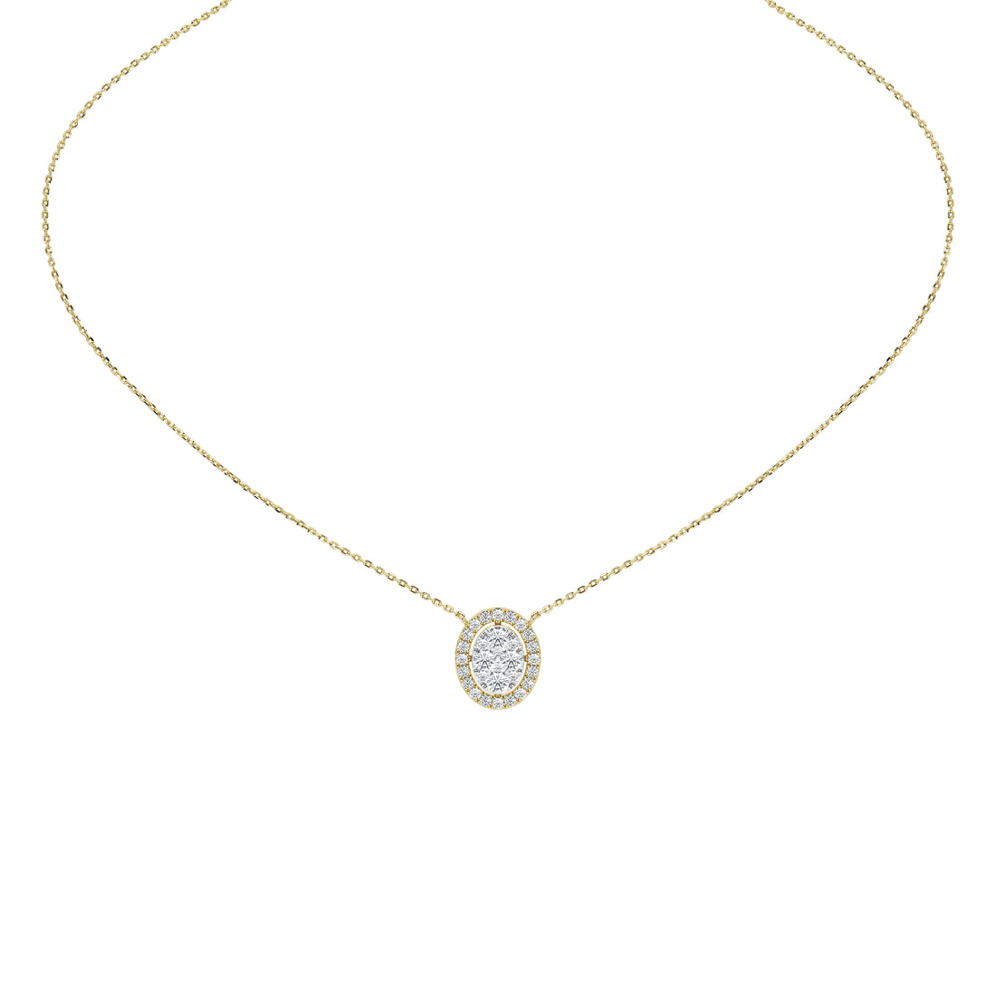 1 Carat Celestine Oval Cluster Pendant (With Chain)
