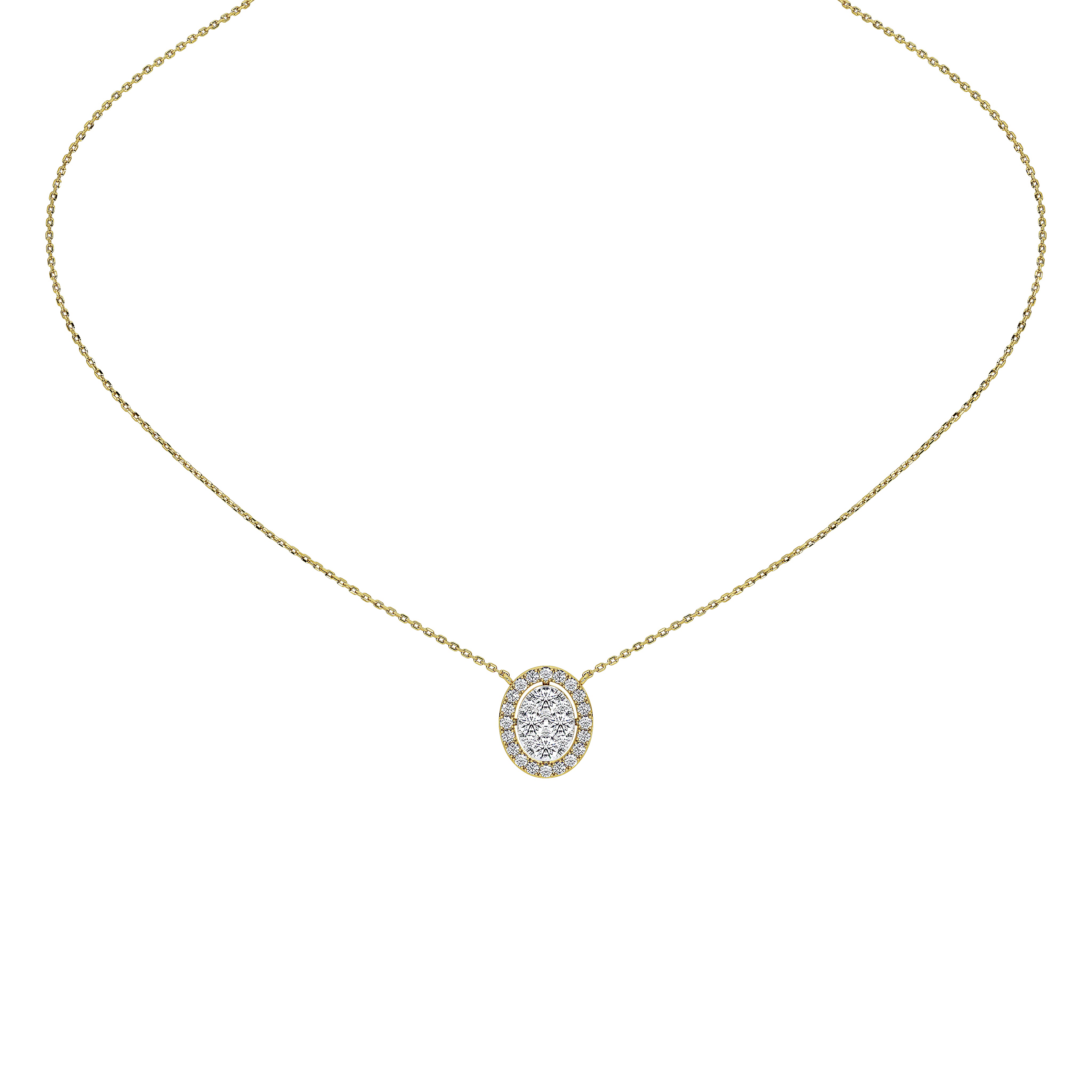 1 Carat Celestine Oval Cluster Pendant (With Chain)