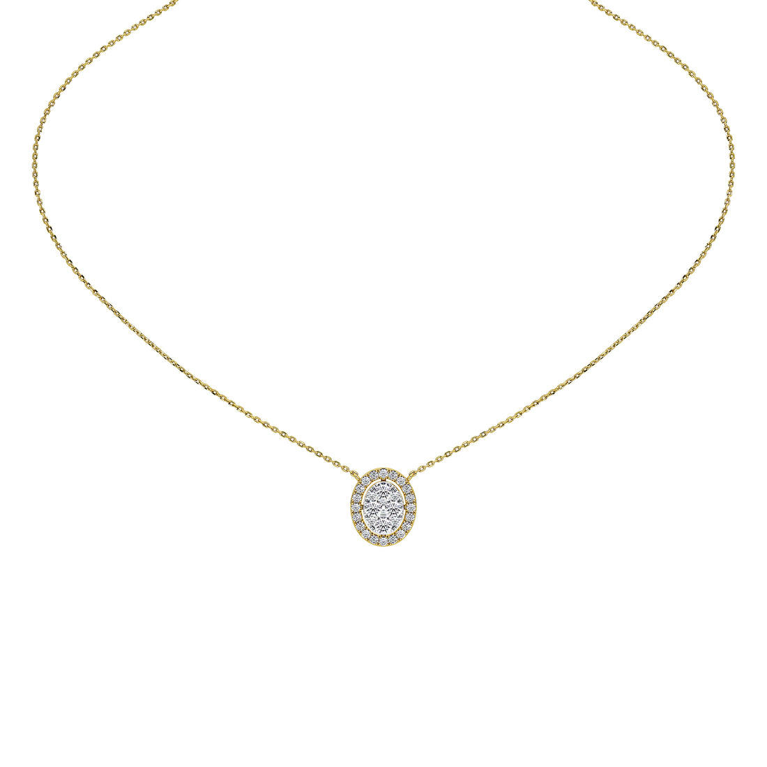 1 Carat Celestine Oval Cluster Pendant (With Chain)
