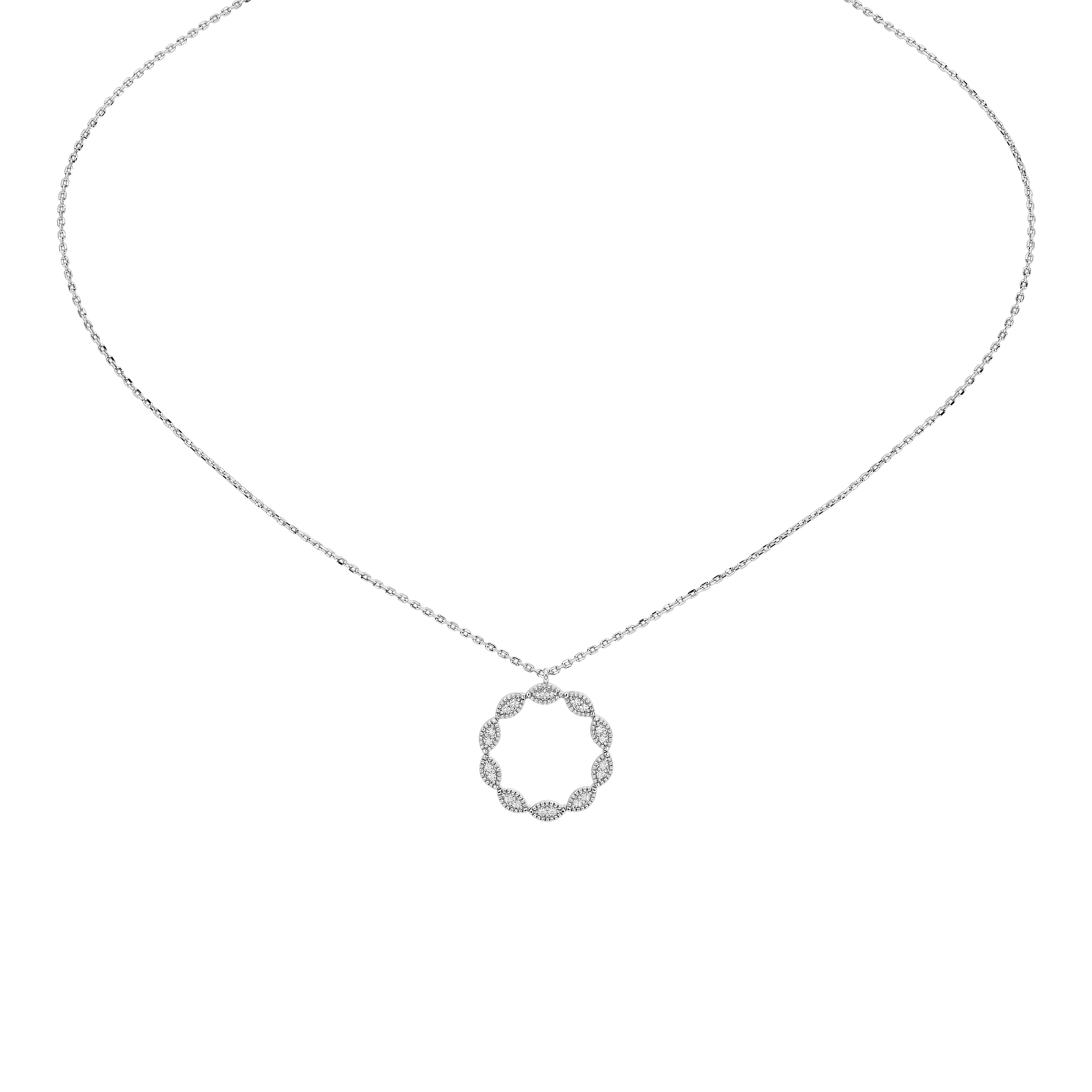 Caelia Round Pavé Pendant (With Chain)
