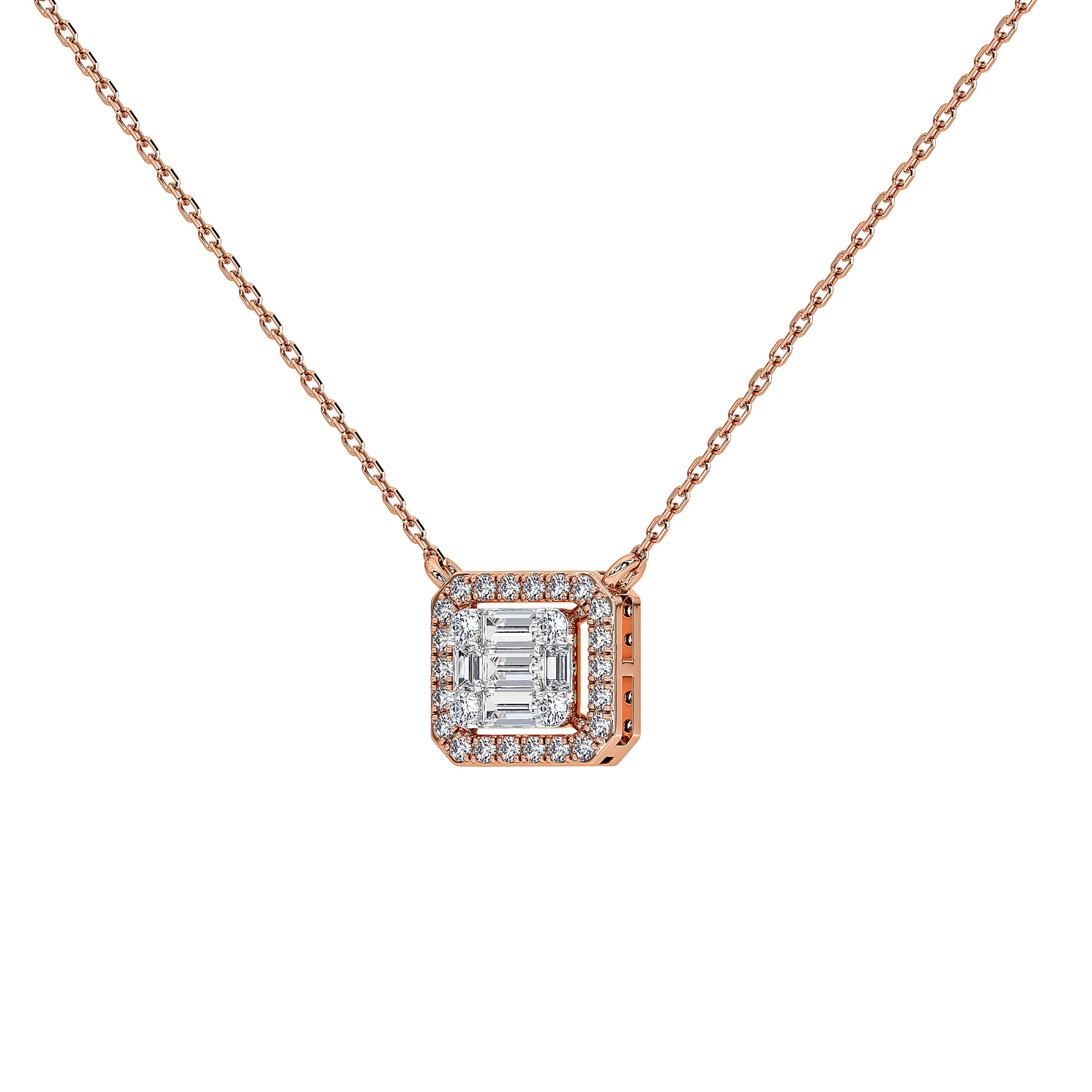 Briar Round Baguette Pendant (With Chain)