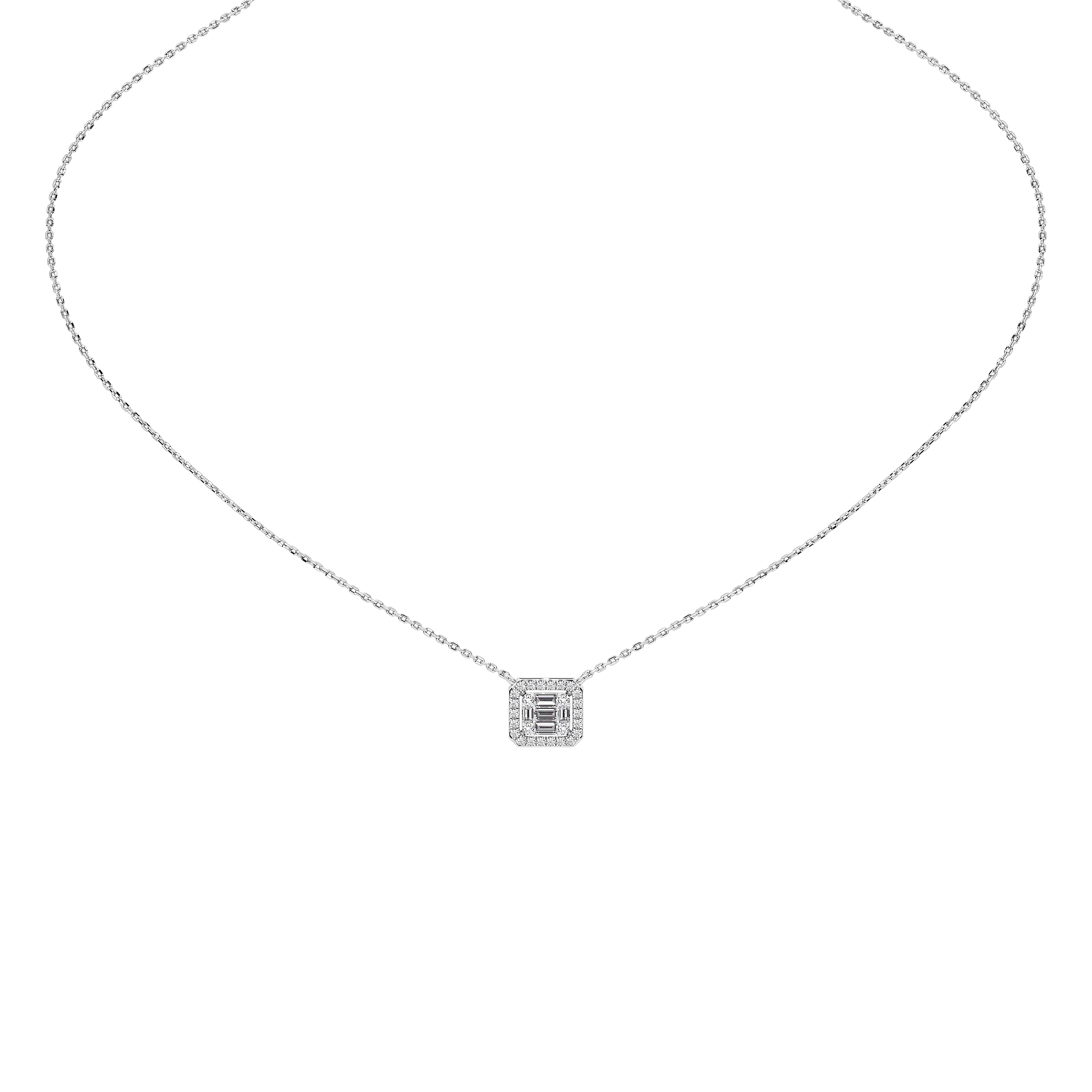 Briar Round Baguette Pendant (With Chain)