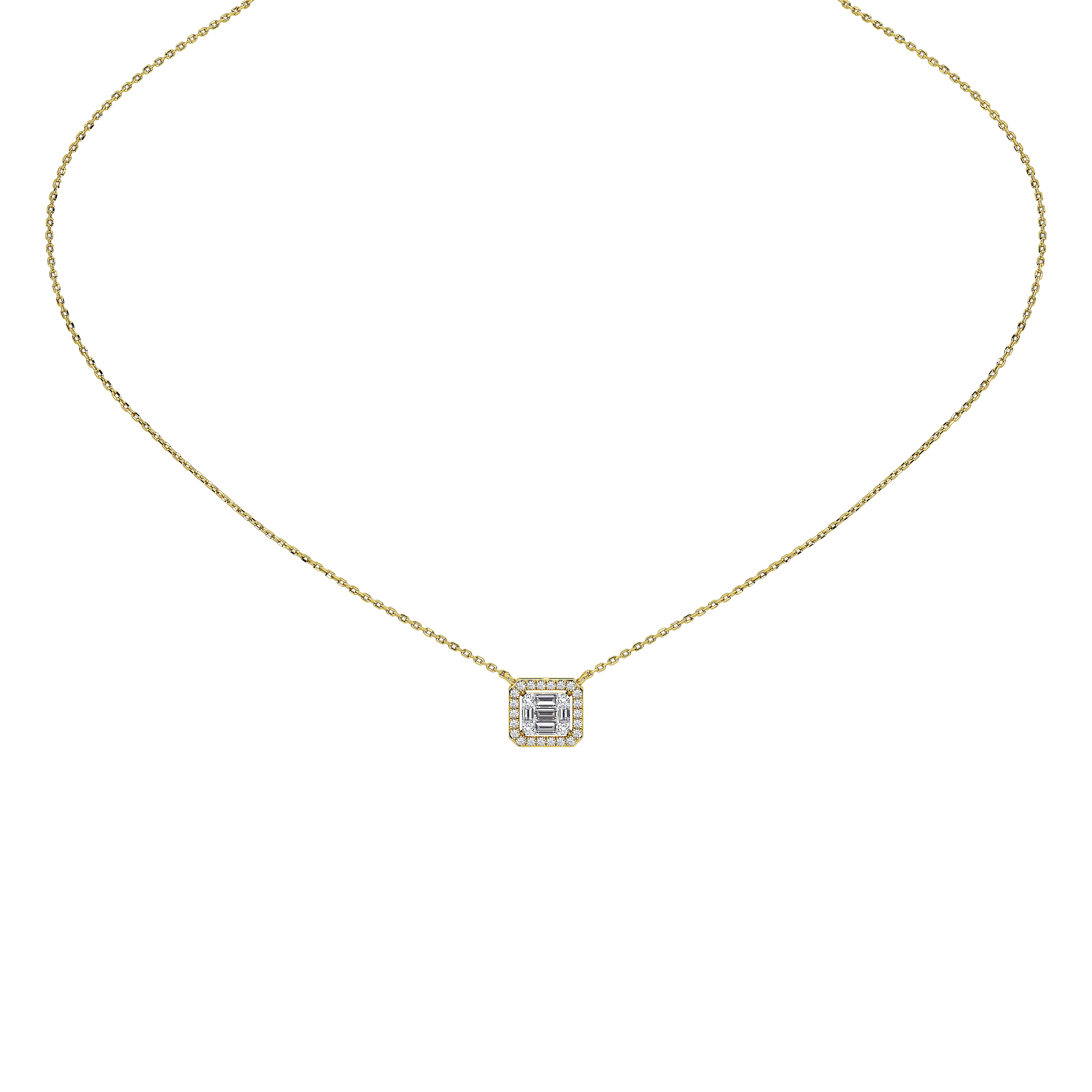 Briar Round Baguette Pendant (With Chain)