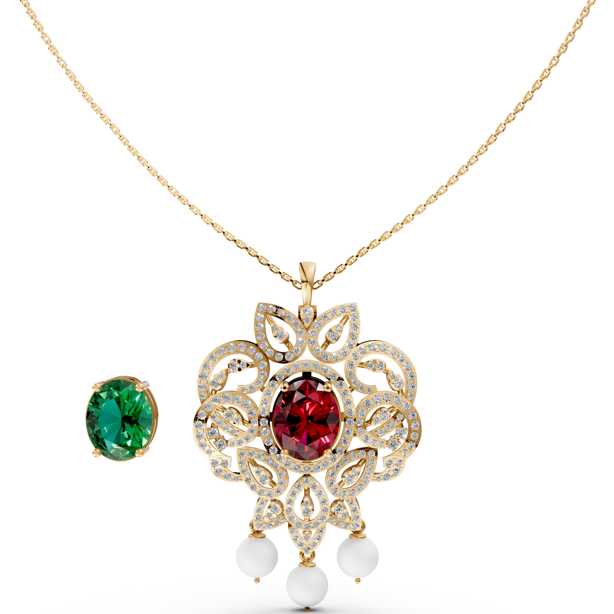 Changeable Stone Signature Diamond Pendant