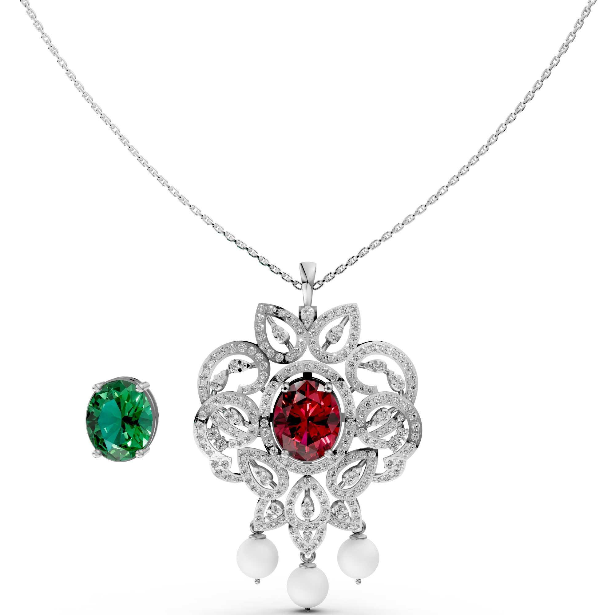 Changeable Stone Signature Diamond Pendant