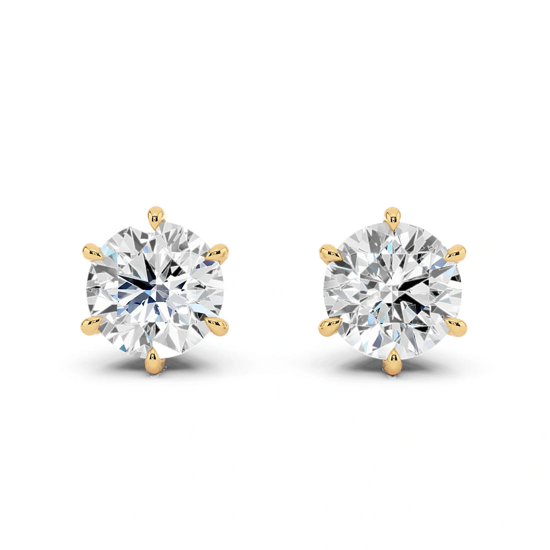 Nova 6 Carat Round Diamond Stud Earrings