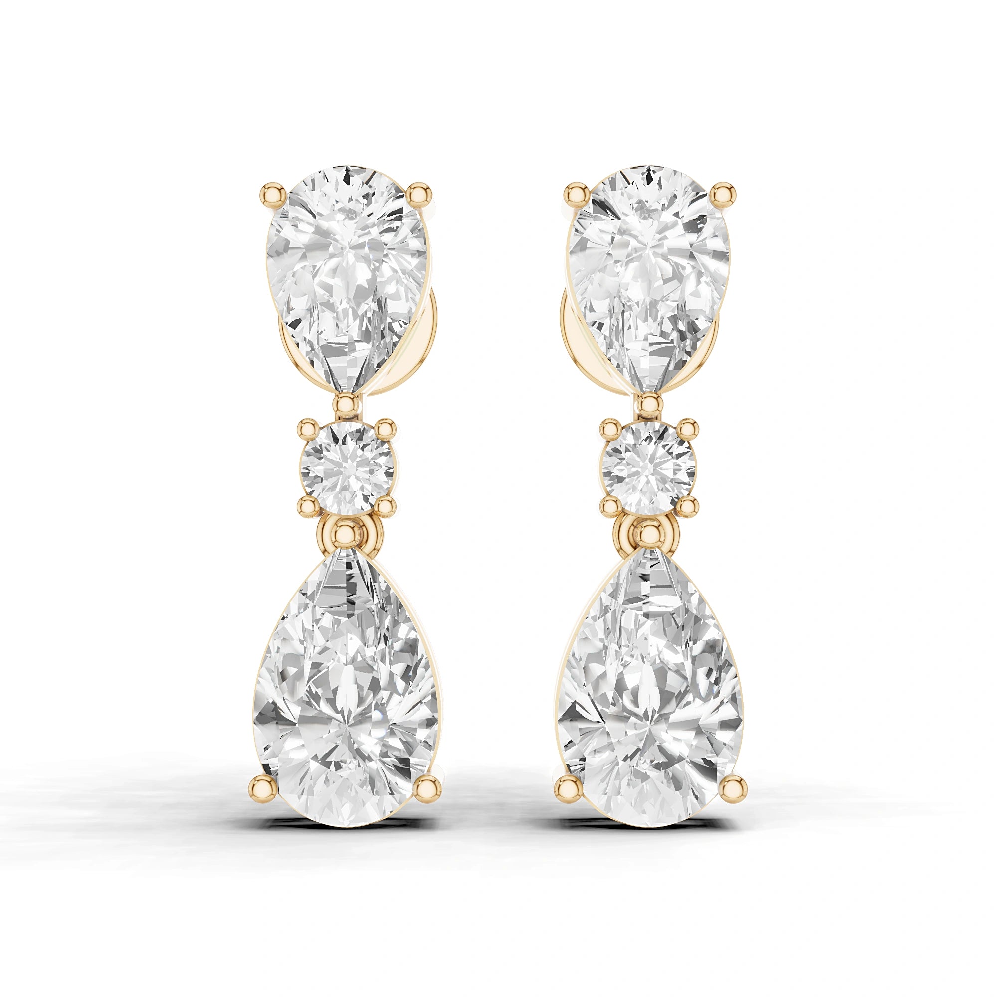5 Carat Elara Double Pear Diamond Drop Earrings