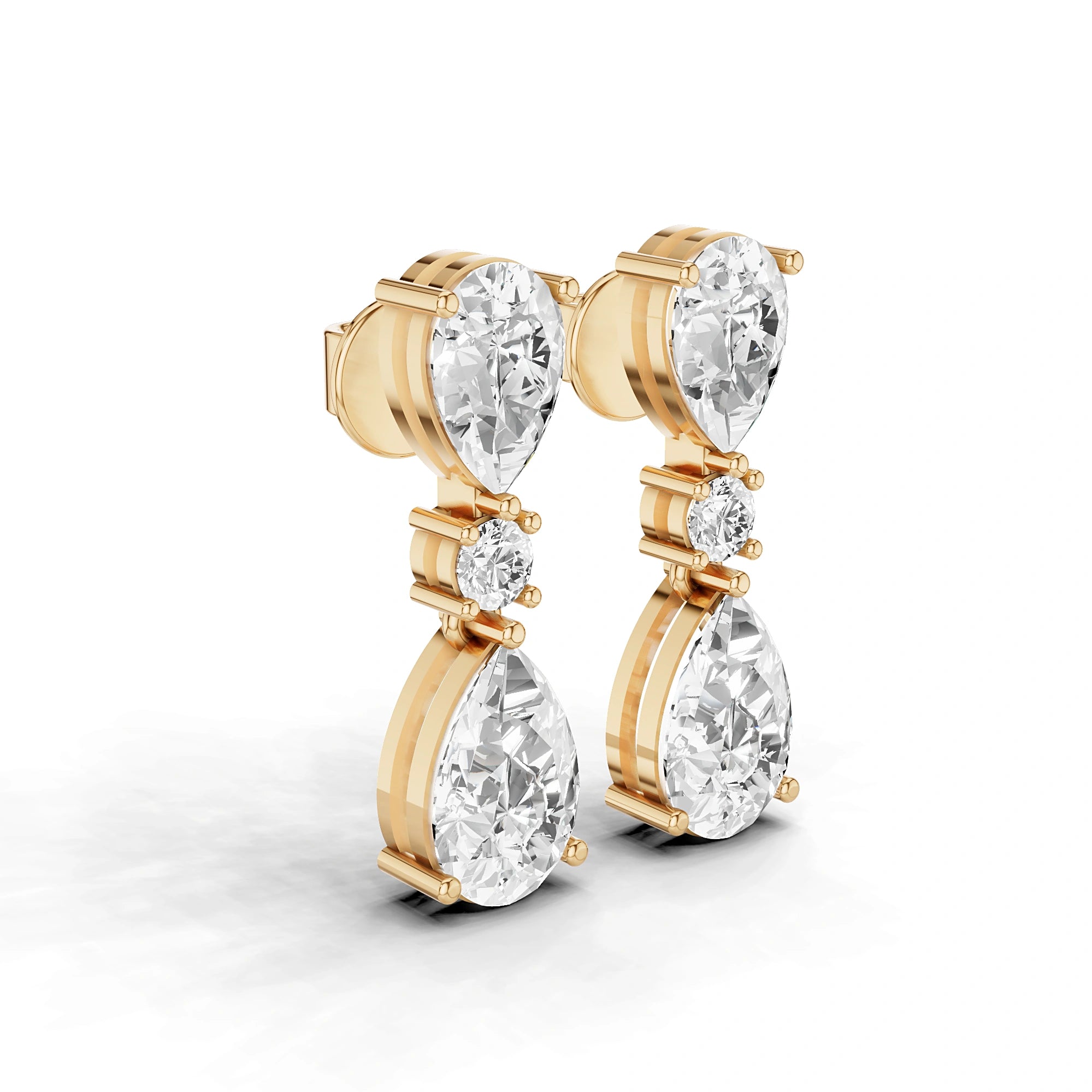 5 Carat Elara Double Pear Diamond Drop Earrings
