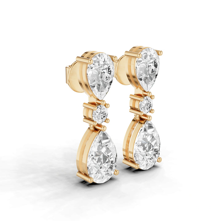 5 Carat Elara Double Pear Diamond Drop Earrings