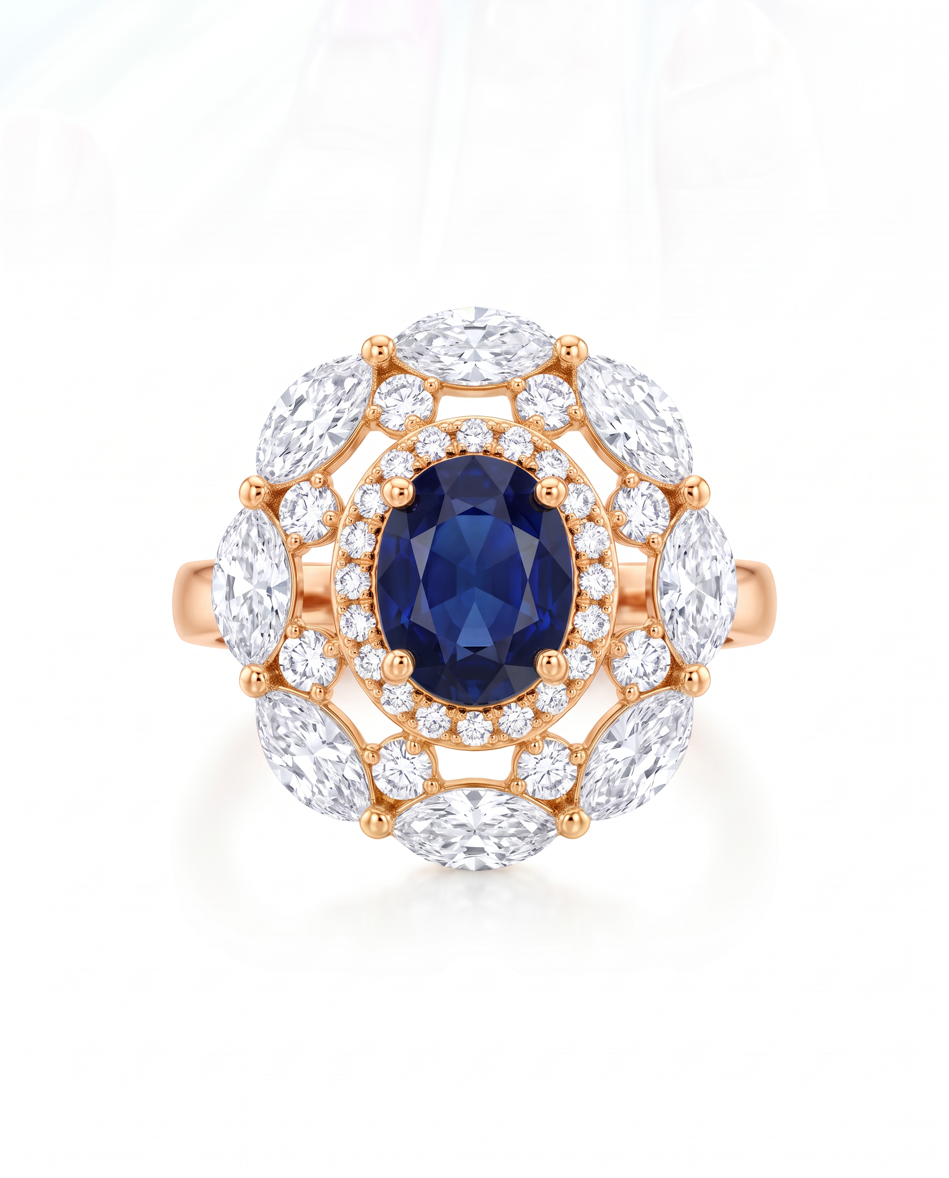 Lab Grown Sapphire Diamant Cocktail Ring