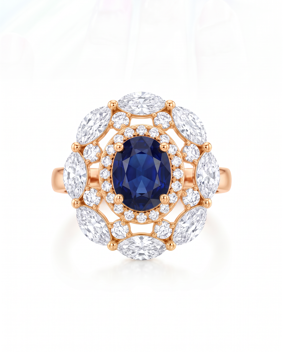 Lab Grown Sapphire Diamant Cocktail Ring