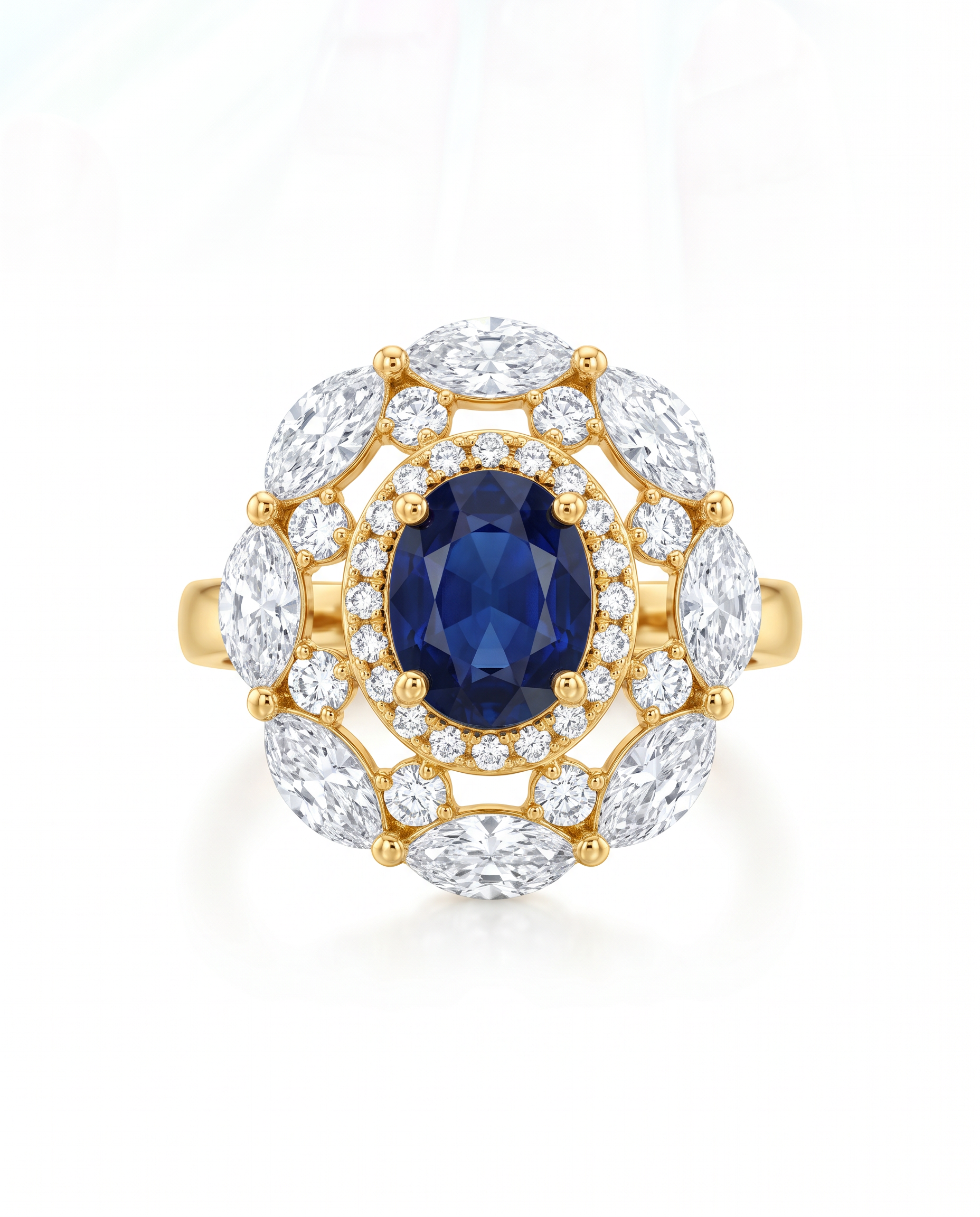Lab Grown Sapphire Diamant Cocktail Ring