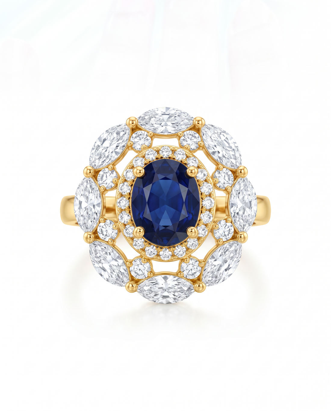 Lab Grown Sapphire Diamant Cocktail Ring