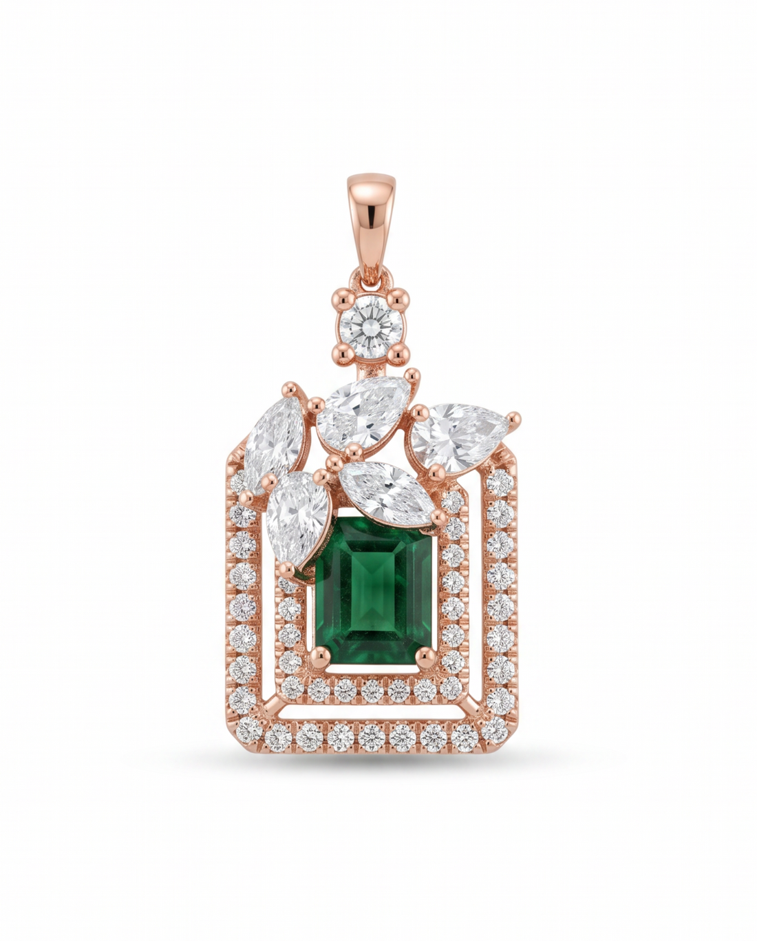 Verdant Foliage Square Diamond Pendant