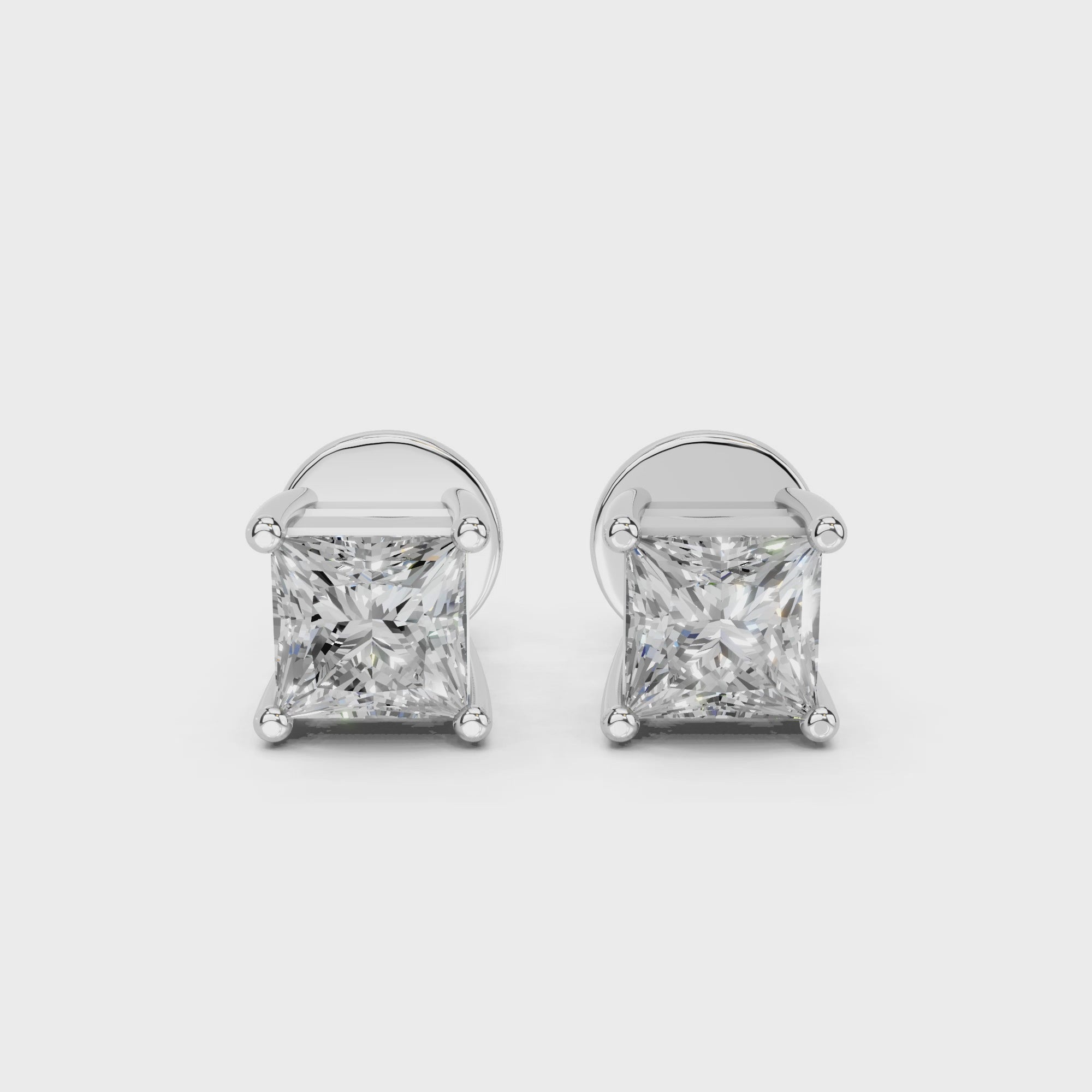 2.8 Carat Patricia Princess Cut Solitaire Studs
