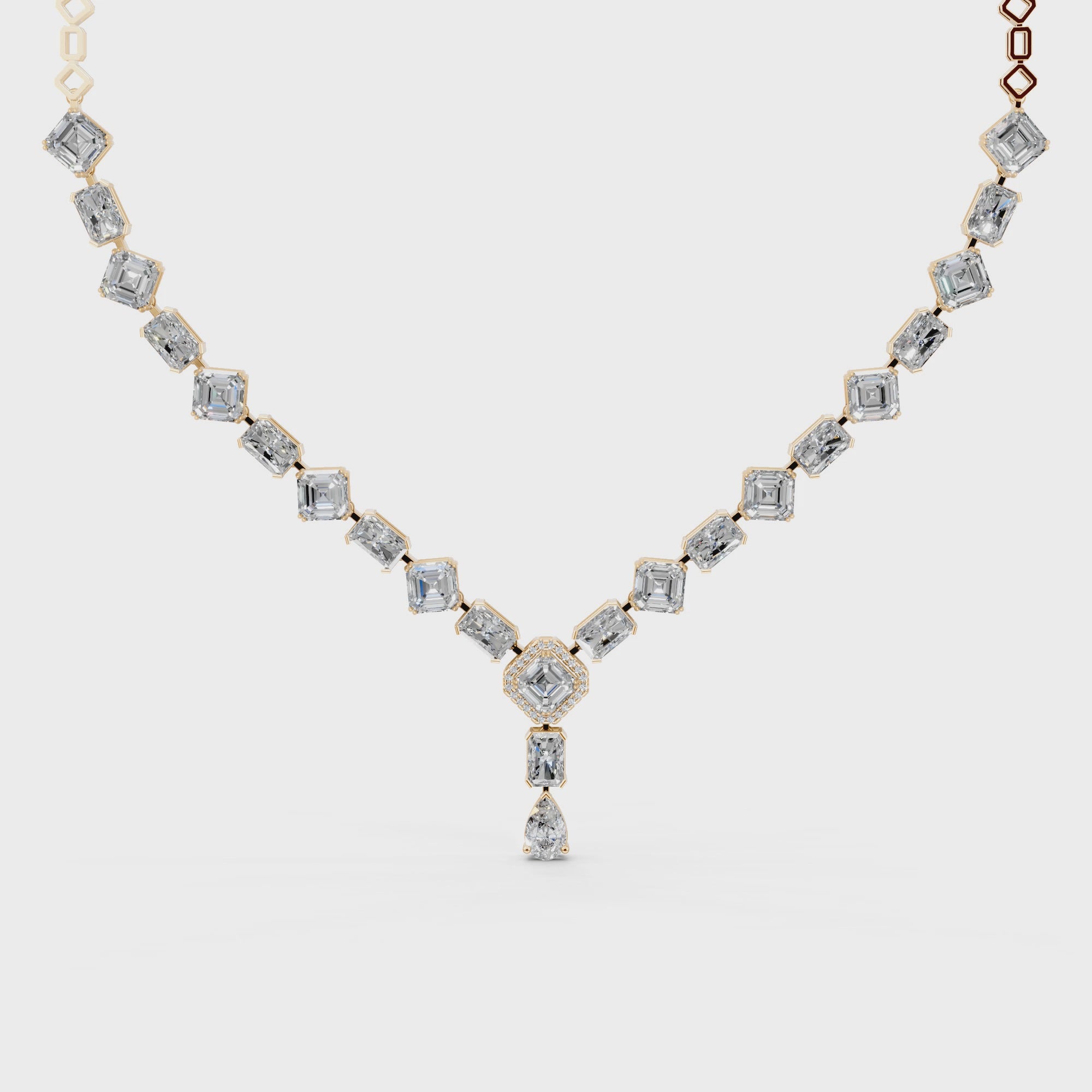 Radiant Asscher Solitaire Diamond Necklace