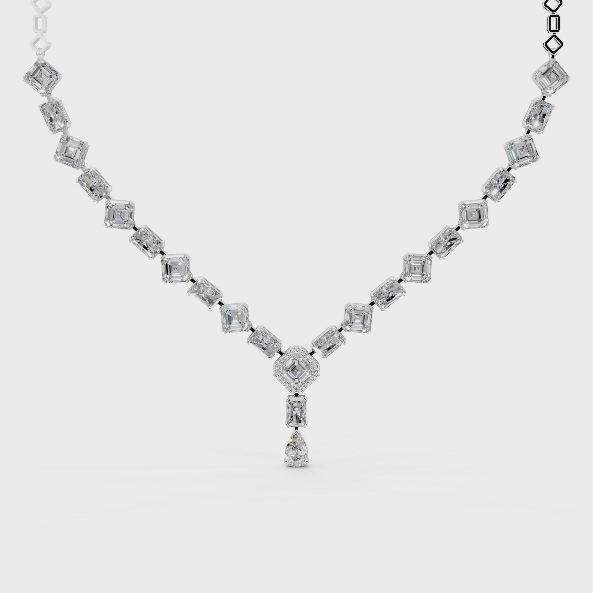 Radiant Asscher Solitaire Diamond Necklace