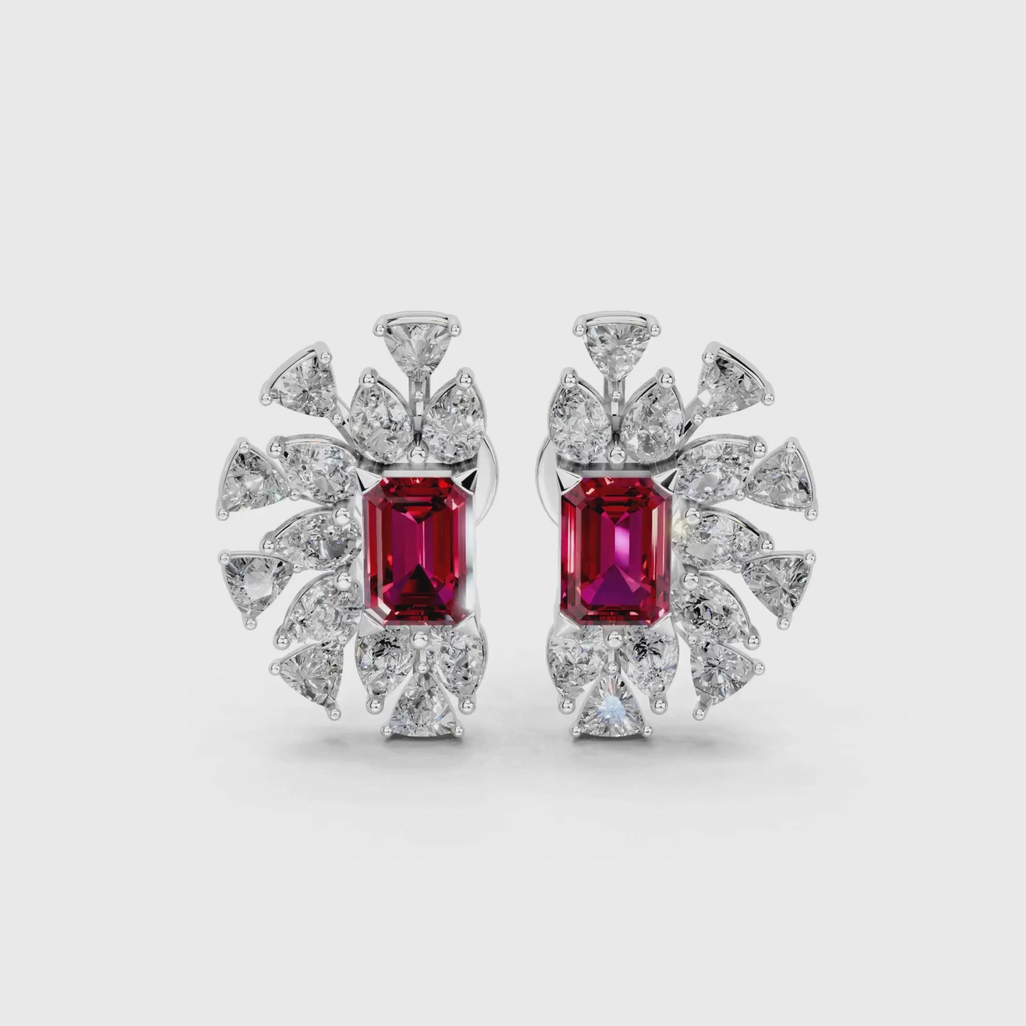 Scarlet Crescent Diamond Earrings
