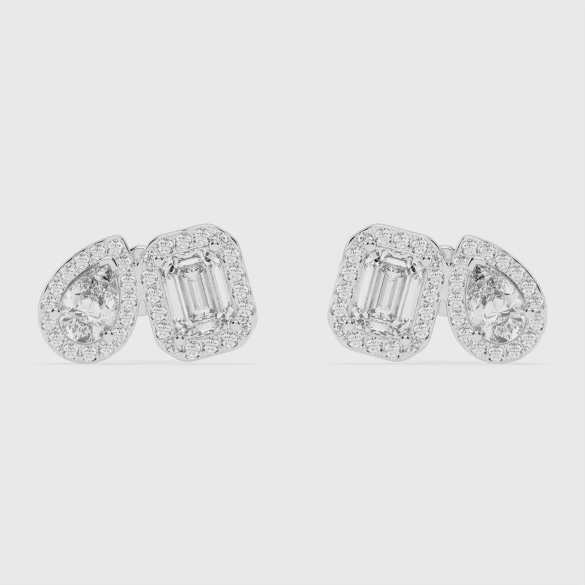 3.3 CT Toi Et Moi Emerald and Pear Earrings