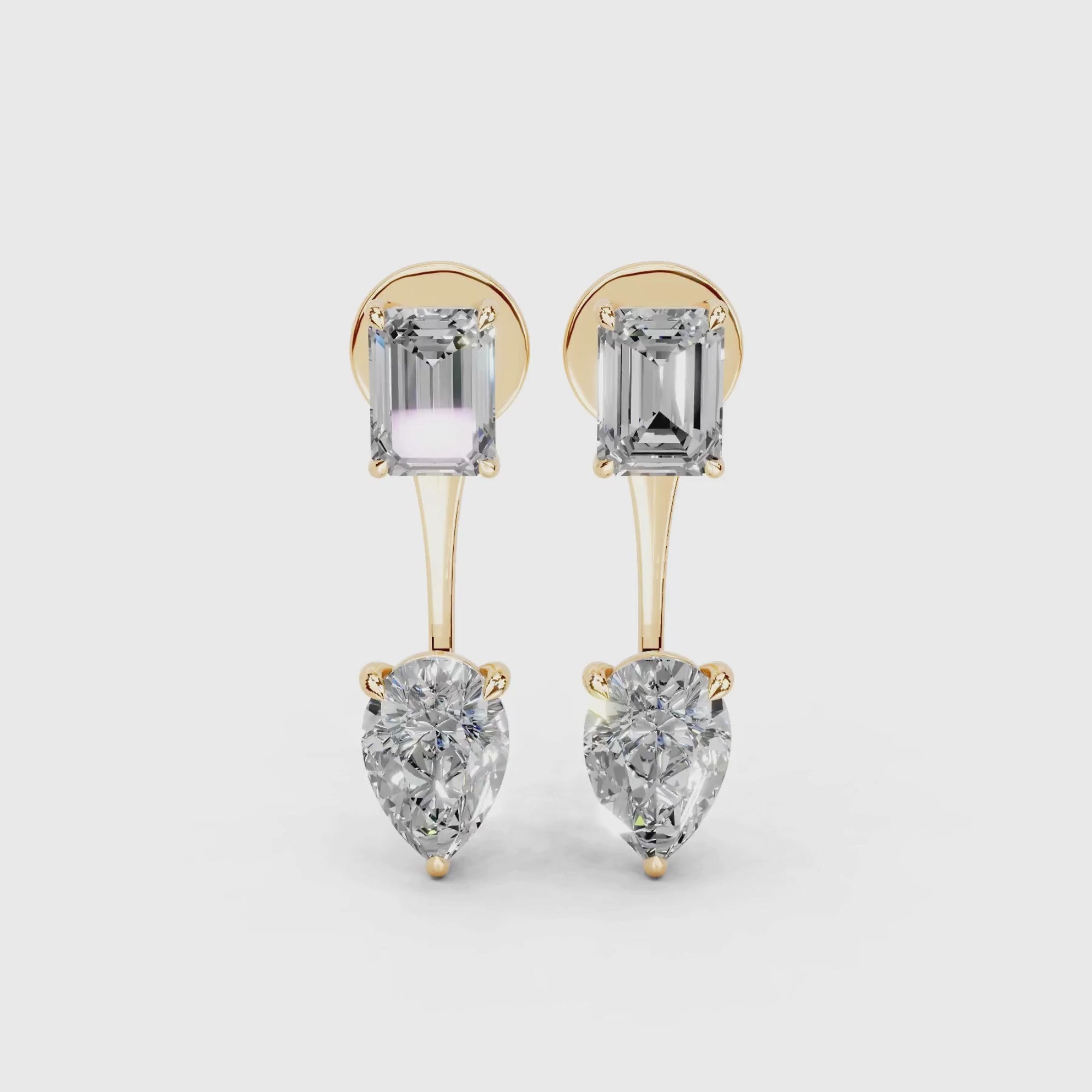 4 Carat Vespera Solitaires with Detachable Pear Jackets