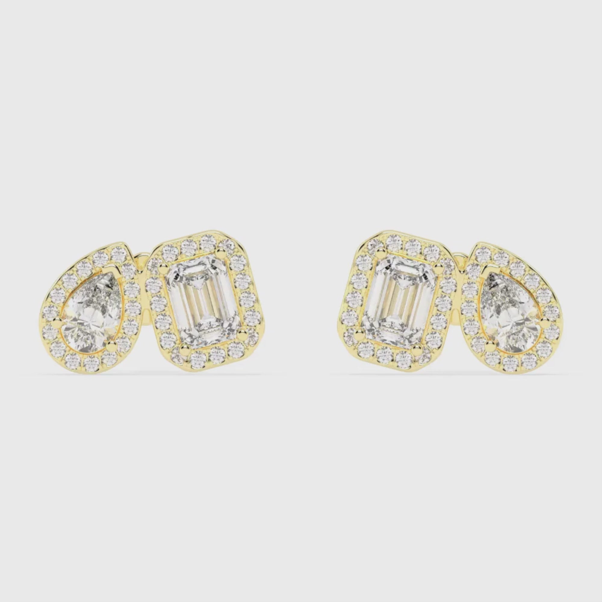 3.3 CT Toi Et Moi Emerald and Pear Earrings