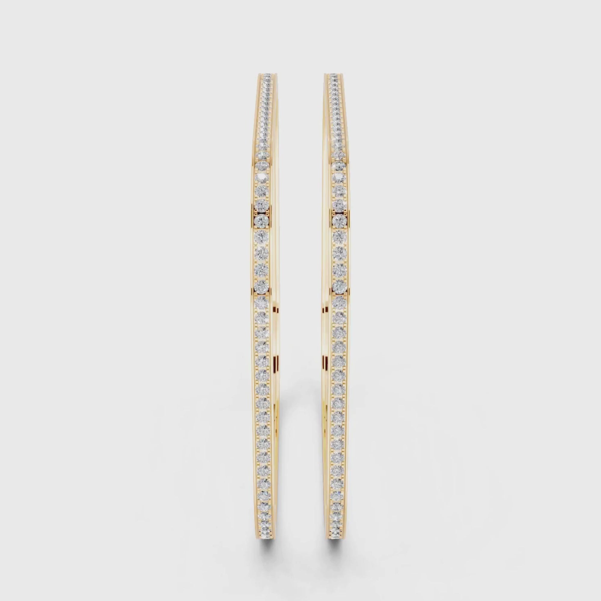 Diamond-Studded Square Bangle Pair