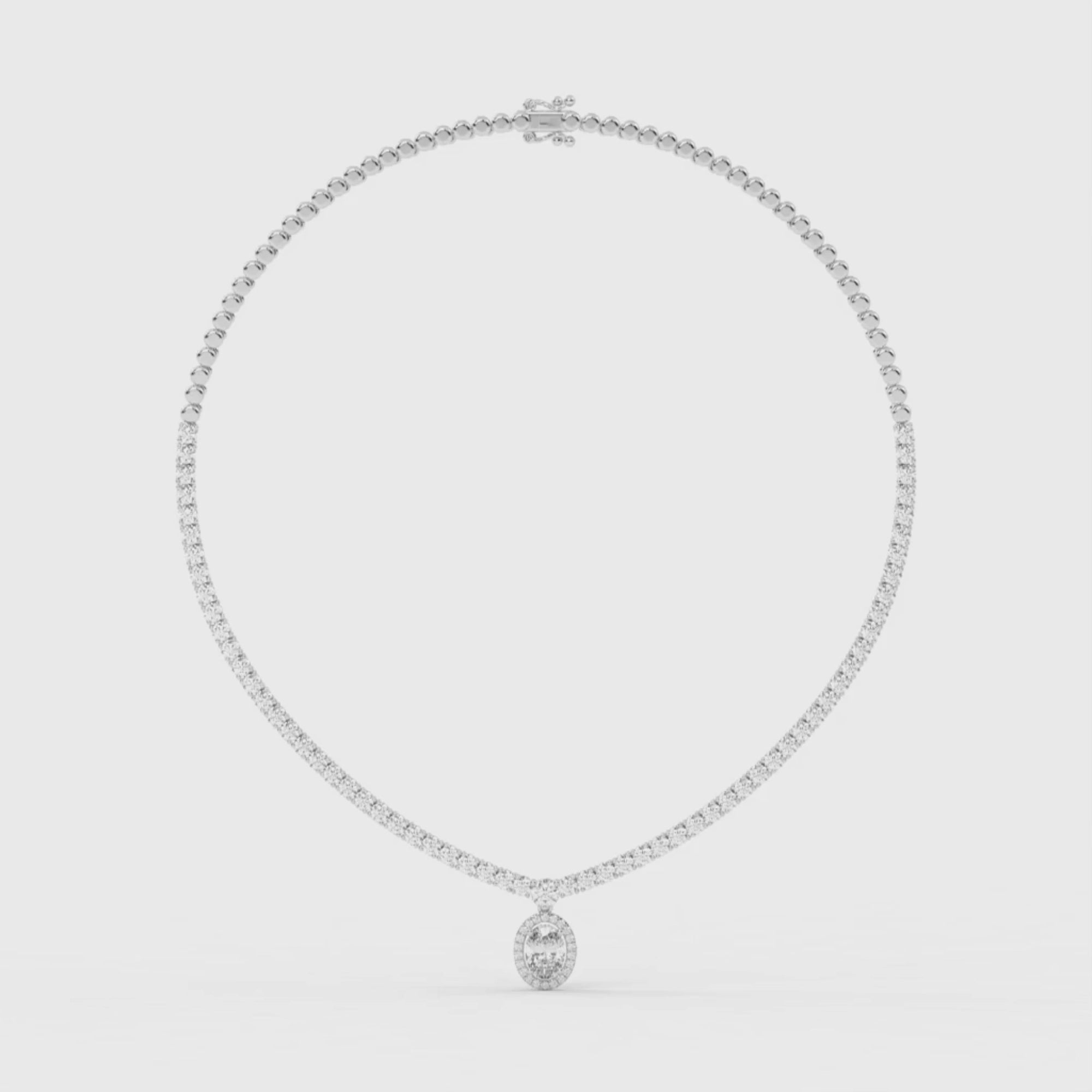 Lustrous Ellipse Diamond Necklace