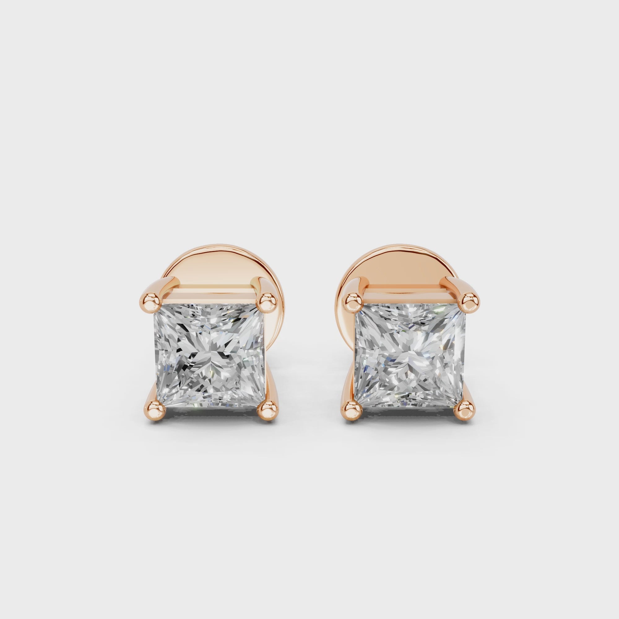 2.8 Carat Patricia Princess Cut Solitaire Studs
