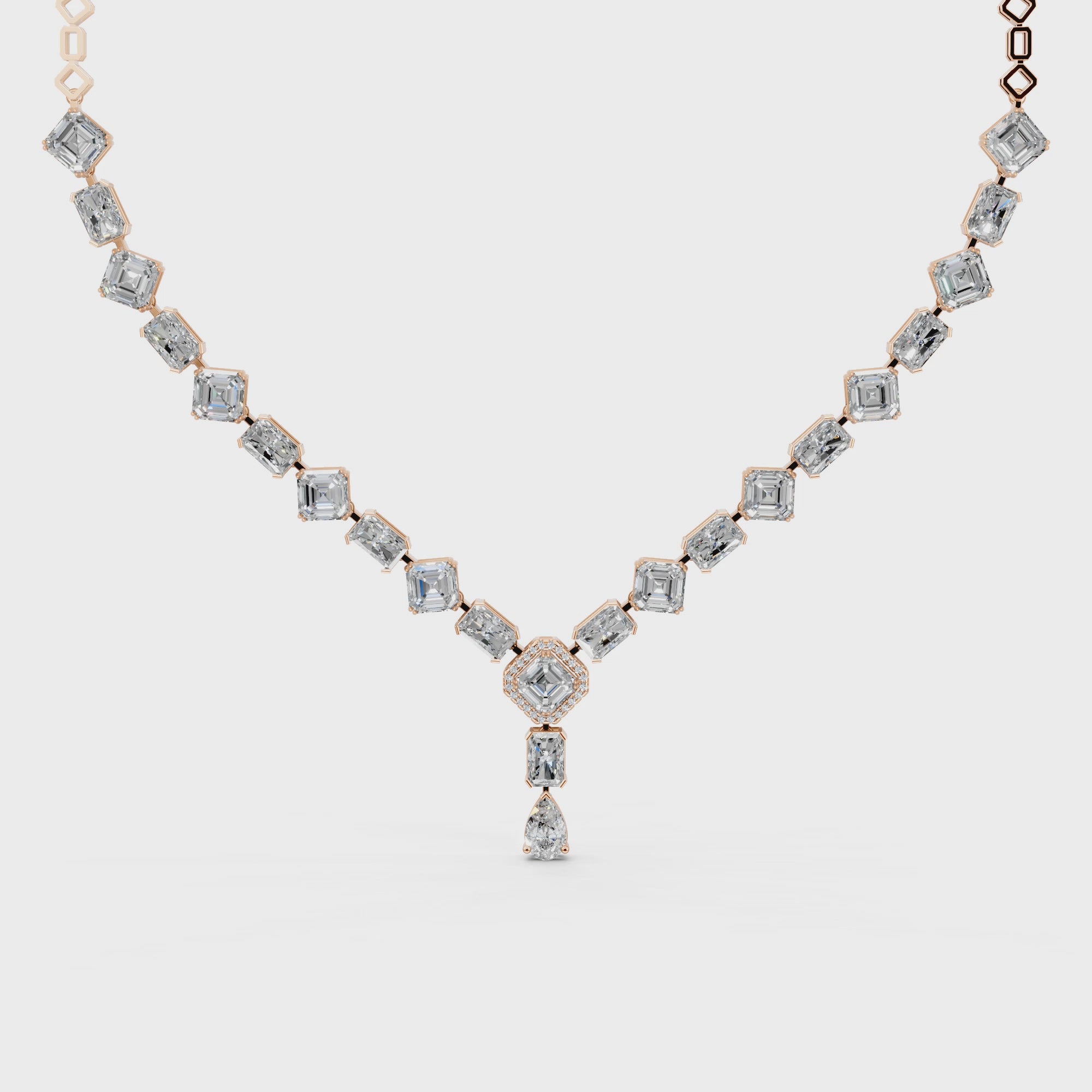 Radiant Asscher Solitaire Diamond Necklace