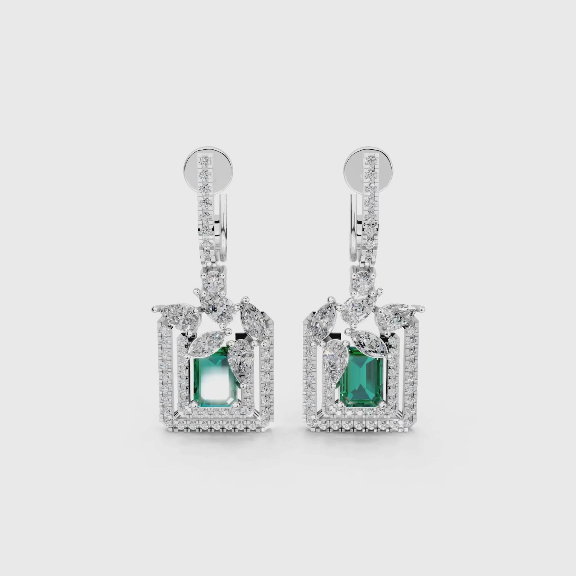 Verdant Foliage Square Diamond Drops