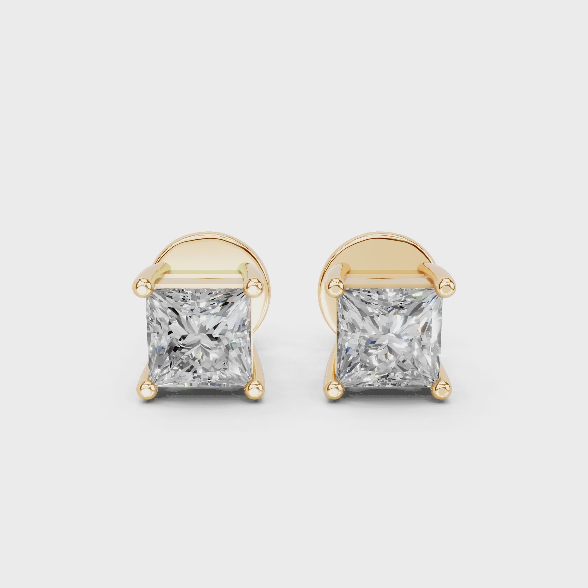 2.8 Carat Patricia Princess Cut Solitaire Studs
