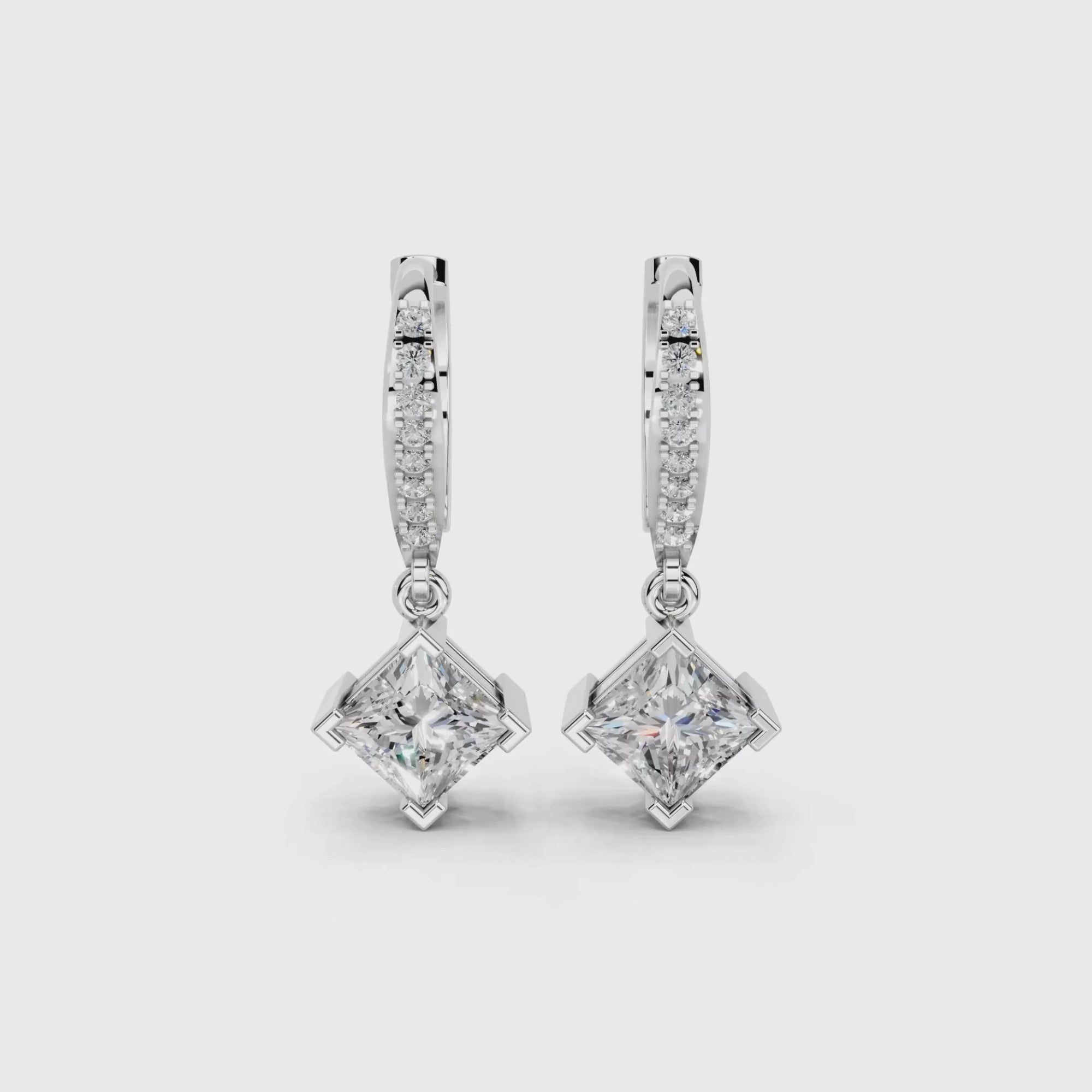 2.2 Carat Princess Cut Solitaire Drops