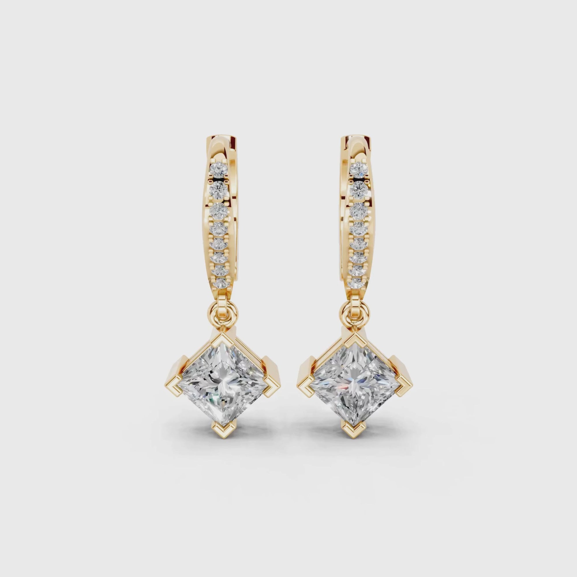 2.2 Carat Princess Cut Solitaire Drops
