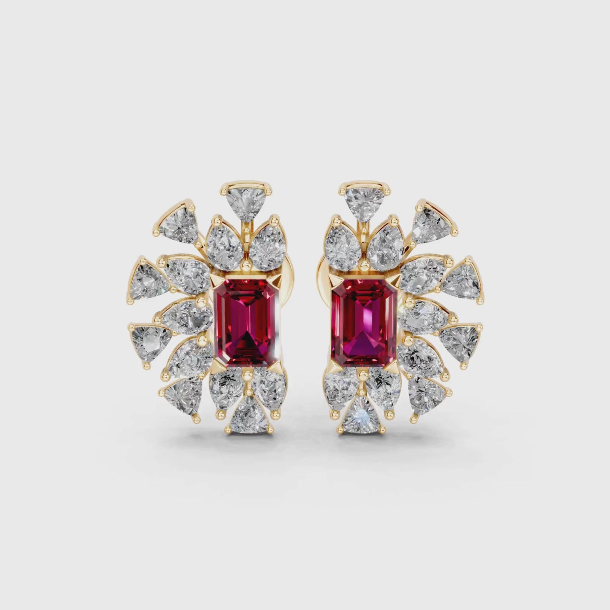Scarlet Crescent Diamond Earrings