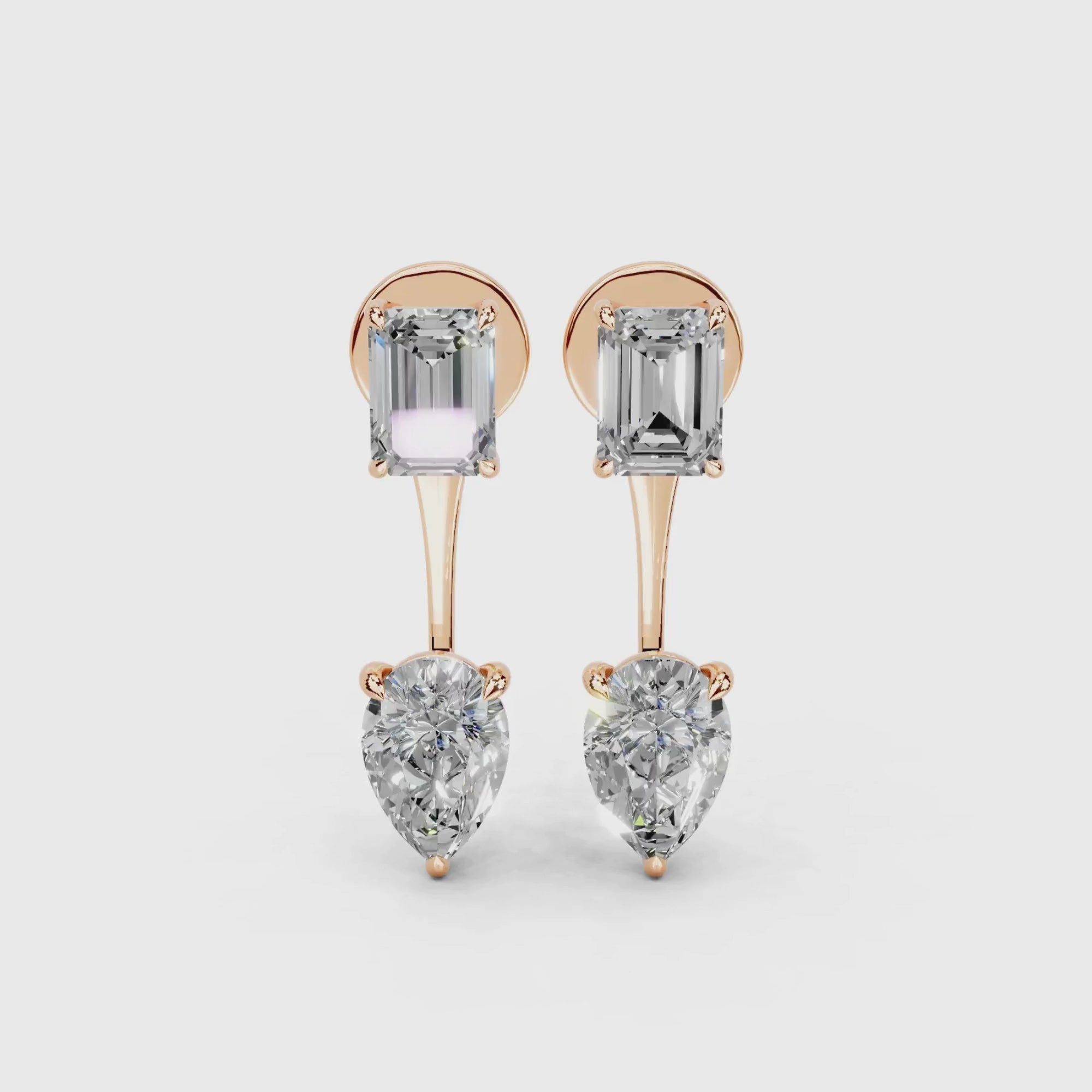 4 Carat Vespera Solitaires with Detachable Pear Jackets